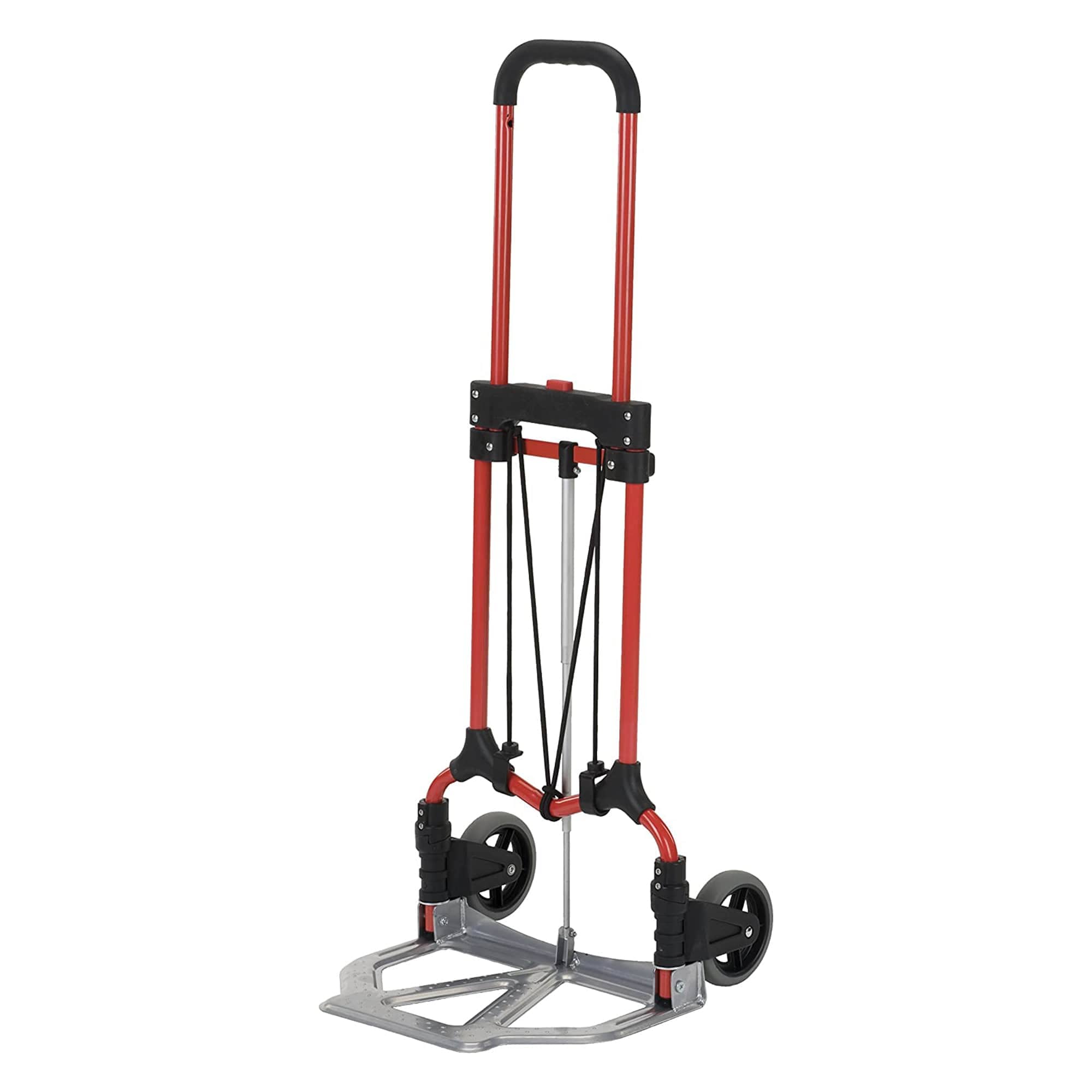 Carretilla de equipaje plegable de acero con mango telescópico, rodamientos de bolas y ruedas de goma, capacidad de 160 libras, rojo/plata MAGNA CART Personal MCI 274254