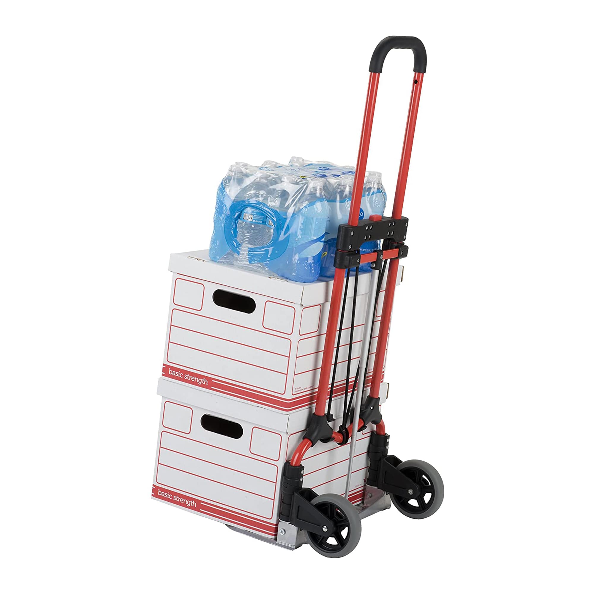 Carretilla de equipaje plegable de acero con mango telescópico, rodamientos de bolas y ruedas de goma, capacidad de 160 libras, rojo/plata MAGNA CART Personal MCI 274254