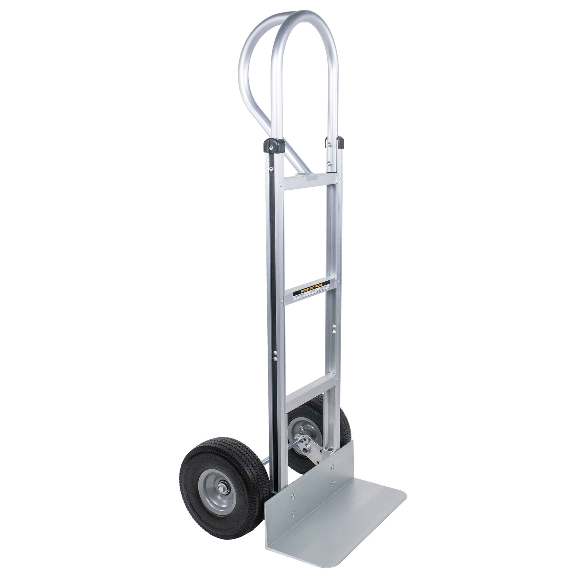 Camioneta de mano resistente de aluminio plateado de 2 ruedas con capacidad de 660 libras Monster Trucks MT20008S