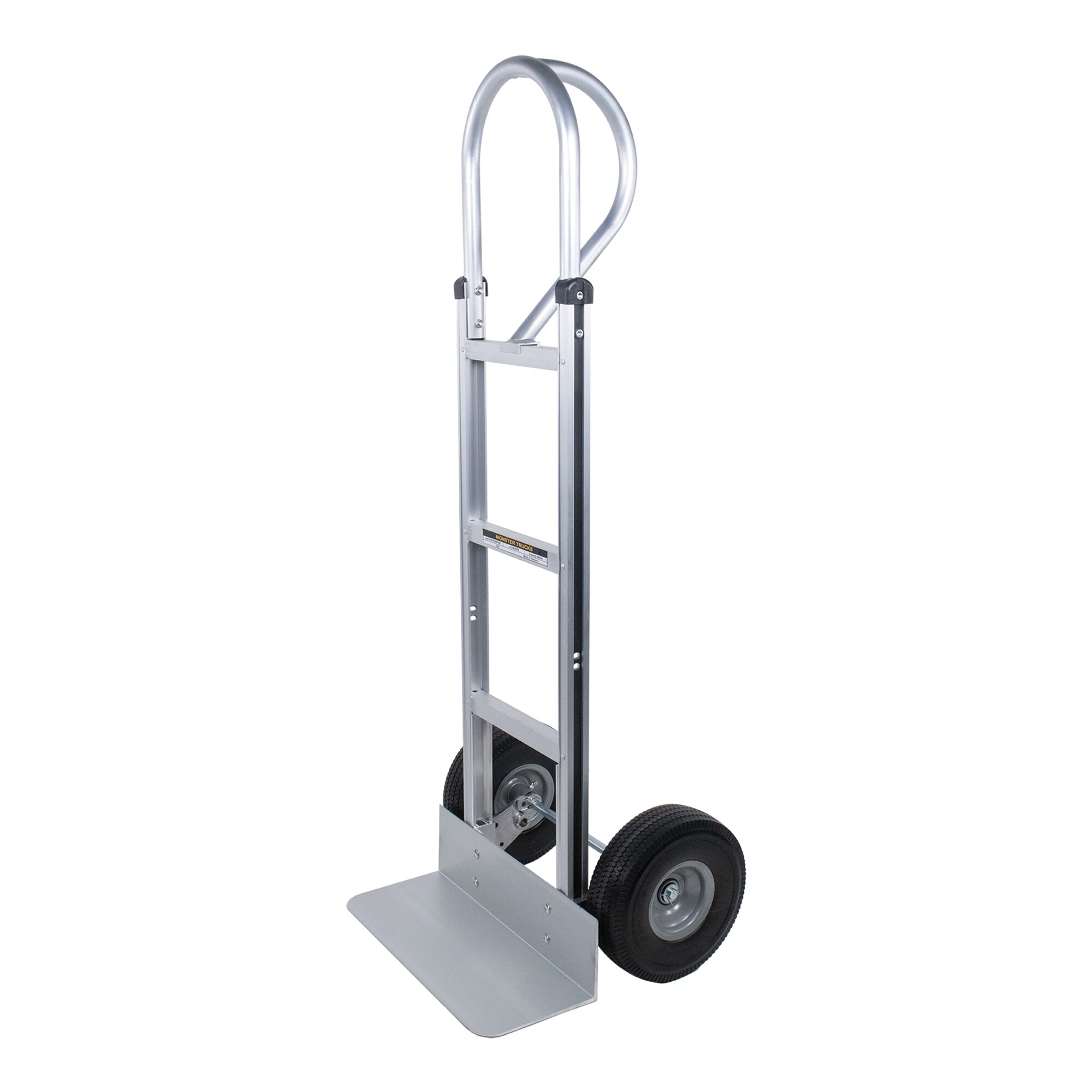 Camioneta de mano resistente de aluminio plateado de 2 ruedas con capacidad de 660 libras Monster Trucks MT20008S