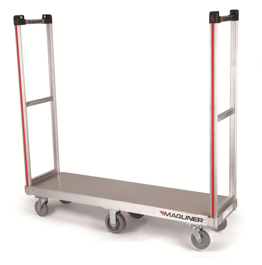 Camión de plataforma resistente de aluminio plateado con capacidad de 1200 libras y 6 ruedas Magliner BDLK112