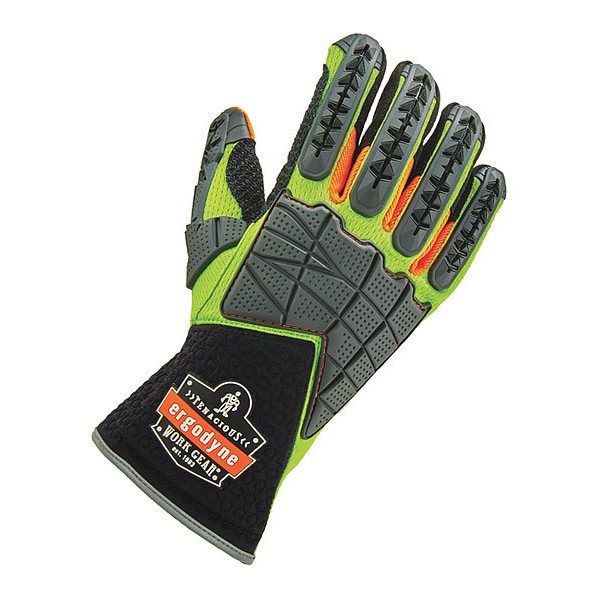 ProFlex de Ergodyne - Guantes de impacto para mecánicos de alta visibilidad, talla M, color lima/negro/naranja, con malla transpirable - 925F(X)