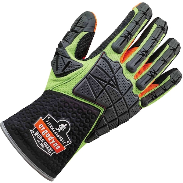 ProFlex de Ergodyne - Guantes de impacto para mecánicos de alta visibilidad, talla M, color lima/negro/naranja, con malla transpirable - 925F(X)