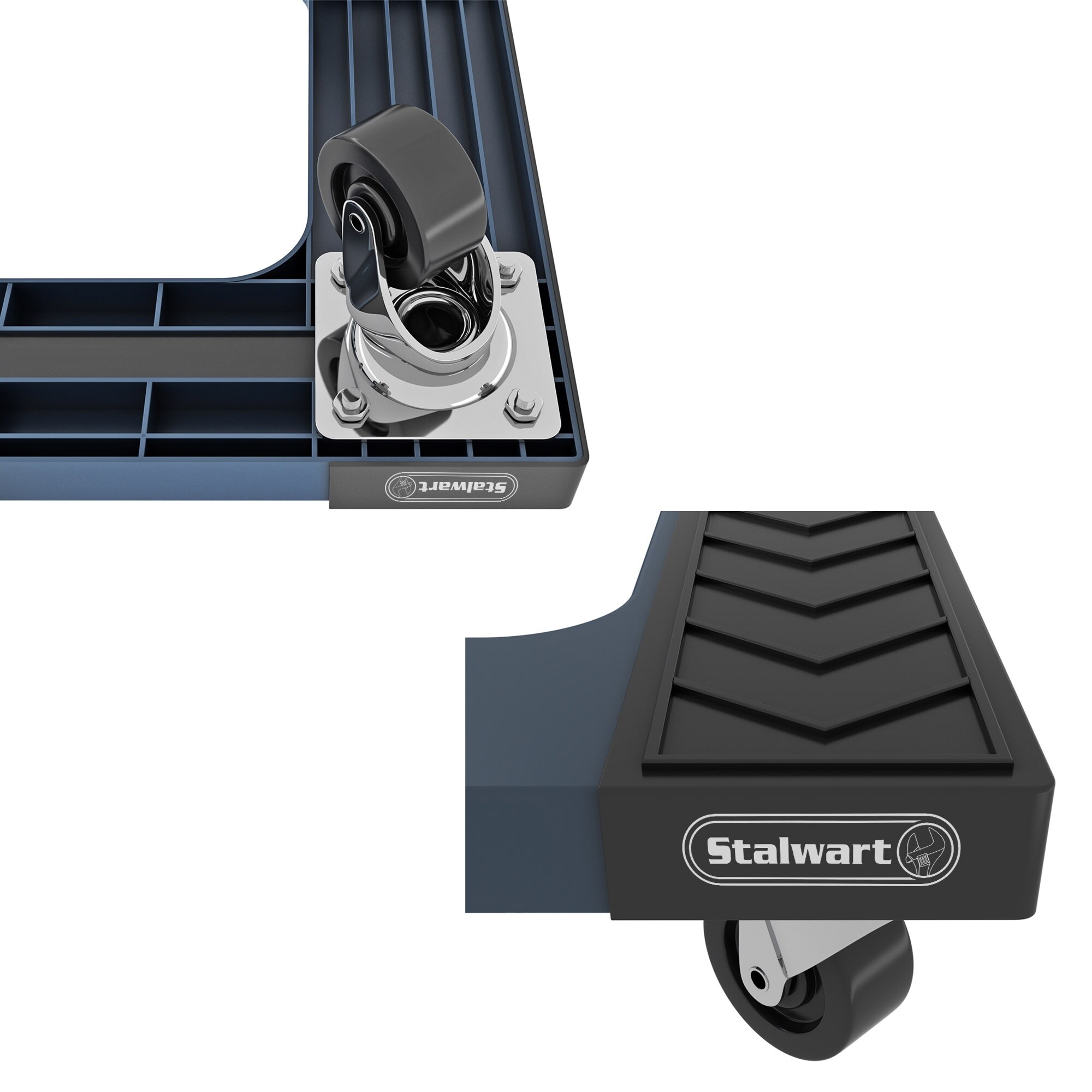 Carretilla de plástico azul de 4 ruedas con capacidad de 1000 libras Stalwart 75-93525