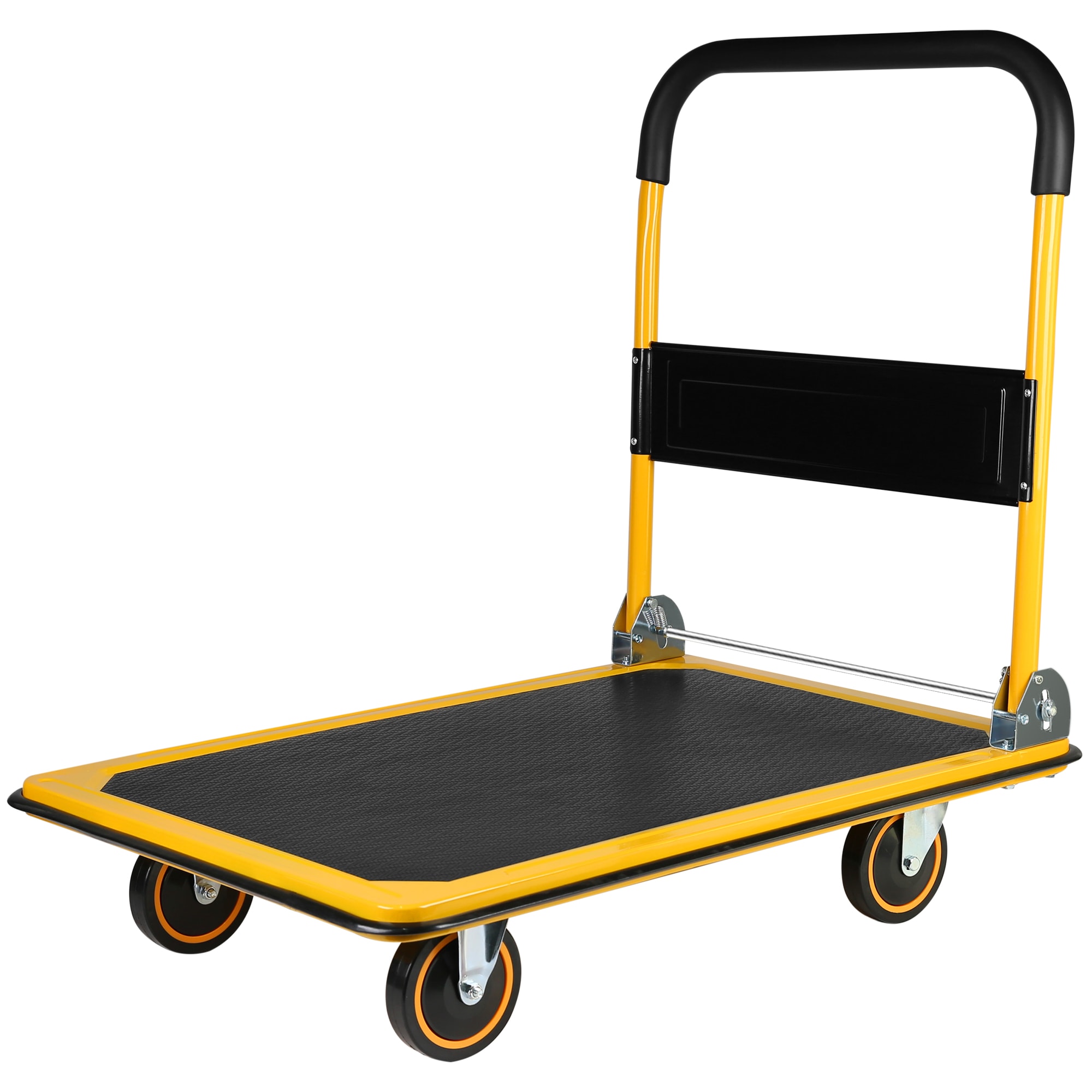 Carretilla manual de servicio pesado de acero amarillo con capacidad de 660 lb y 4 ruedas Siavonce FZ21894