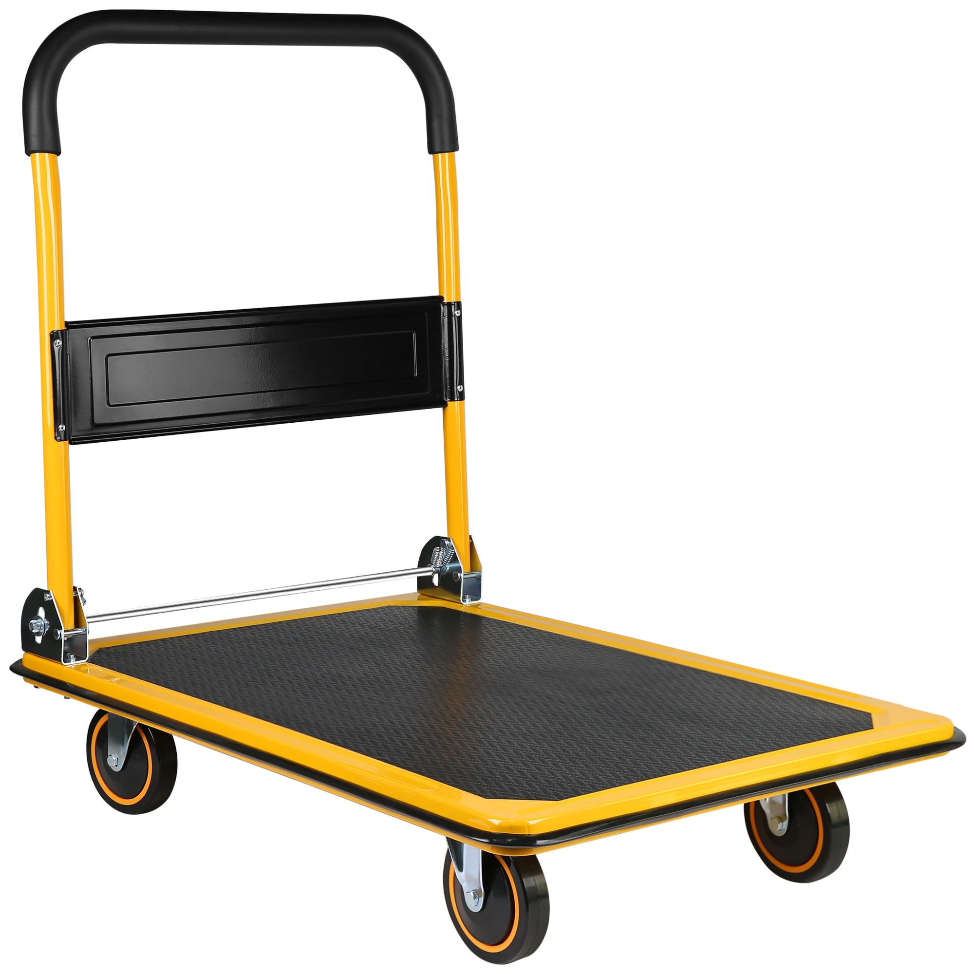 Carretilla manual de servicio pesado de acero amarillo con capacidad de 660 lb y 4 ruedas Siavonce FZ21894