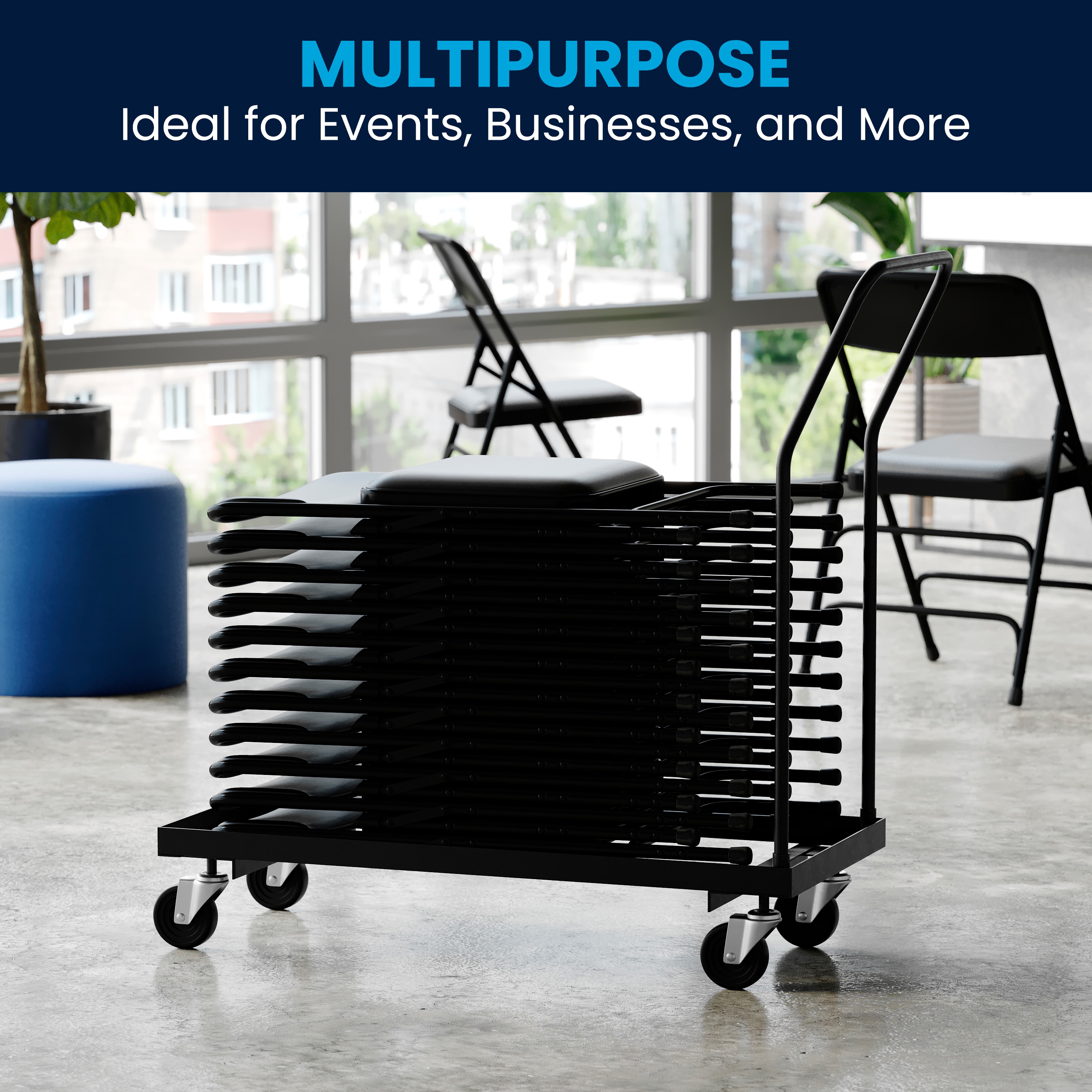 Carretilla de acero negro para muebles con capacidad de 900 lbs y 4 ruedas