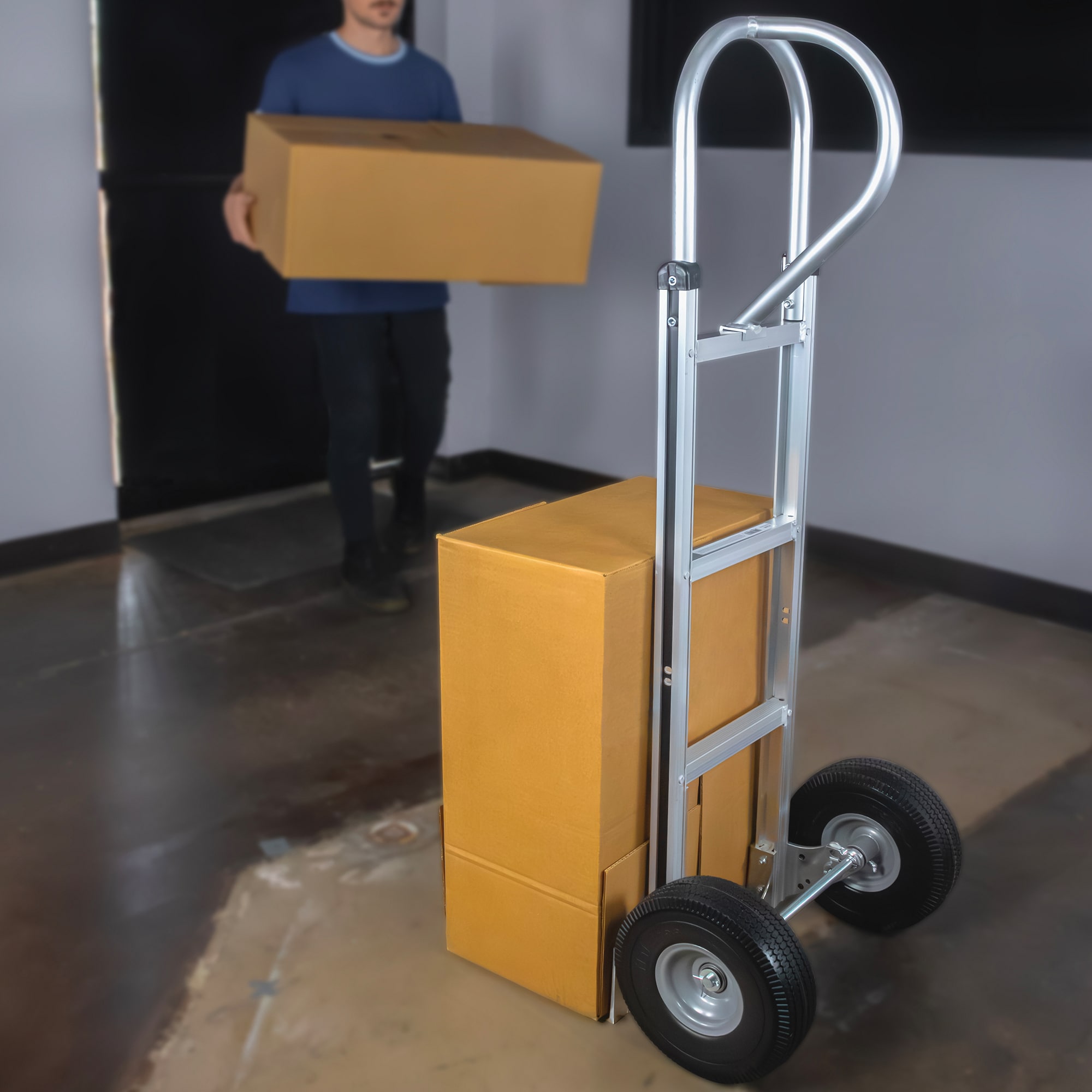 Camionetas monstruo capacidad de 660 libras 2 ruedas Plata de aluminio pesado carretilla de mano resistente MT20008