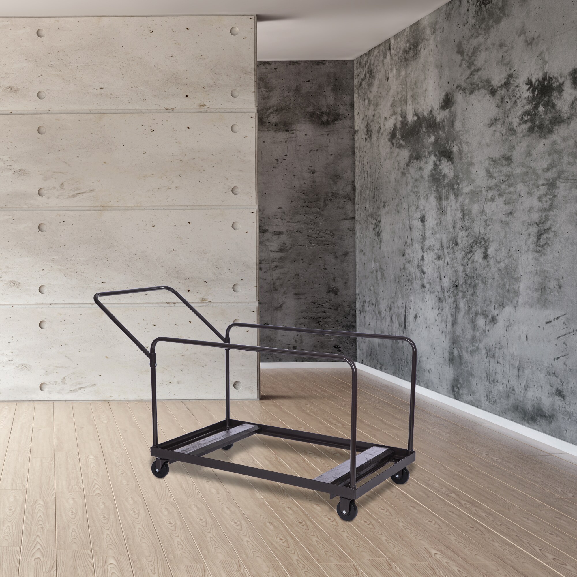 Carretilla de acero marrón de 4 ruedas con capacidad de 660 lbs. de Hampden Furnishings HMDDL60R
