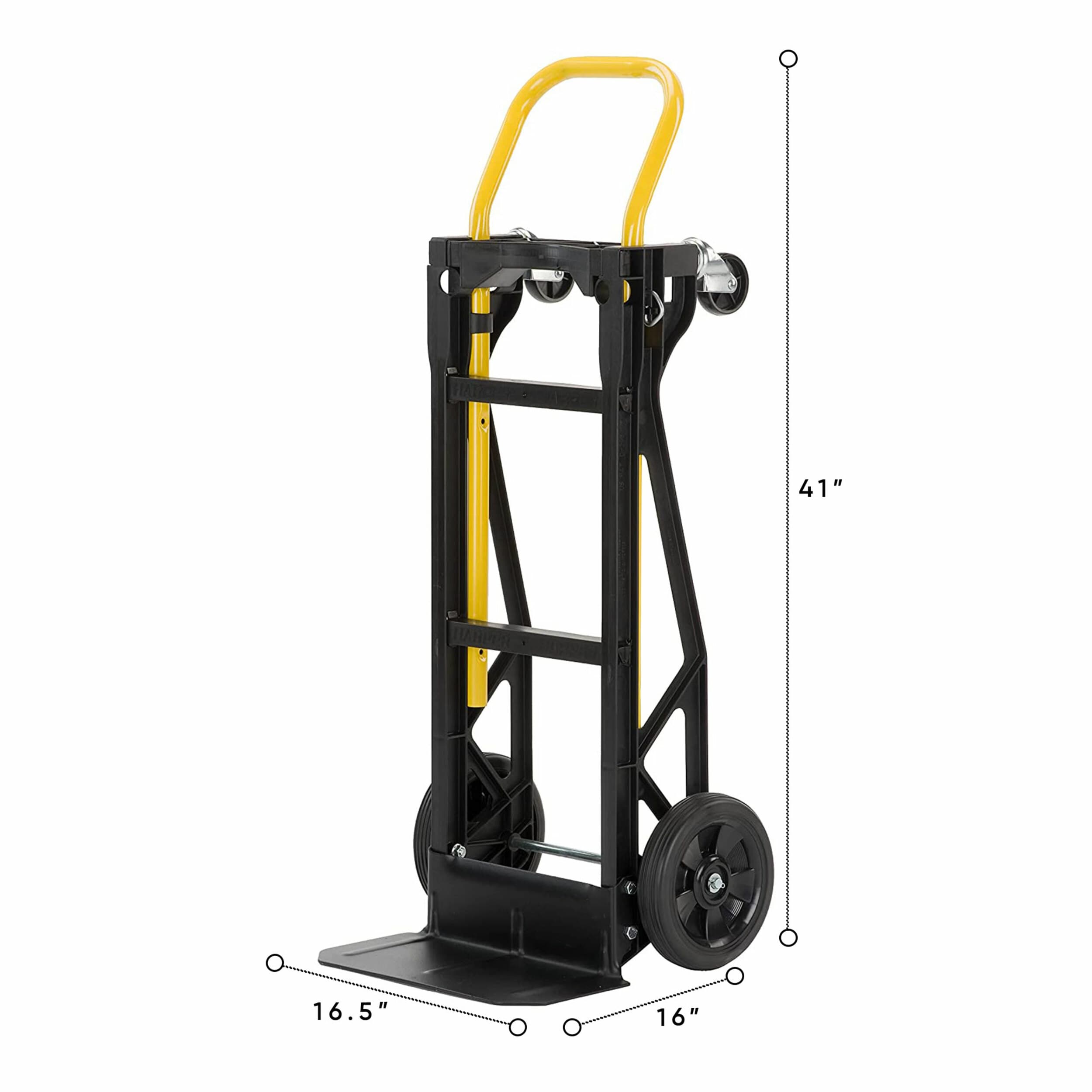 Carretilla Harper de vidrio relleno de nylon negro de 4 ruedas y capacidad de 400 lb.