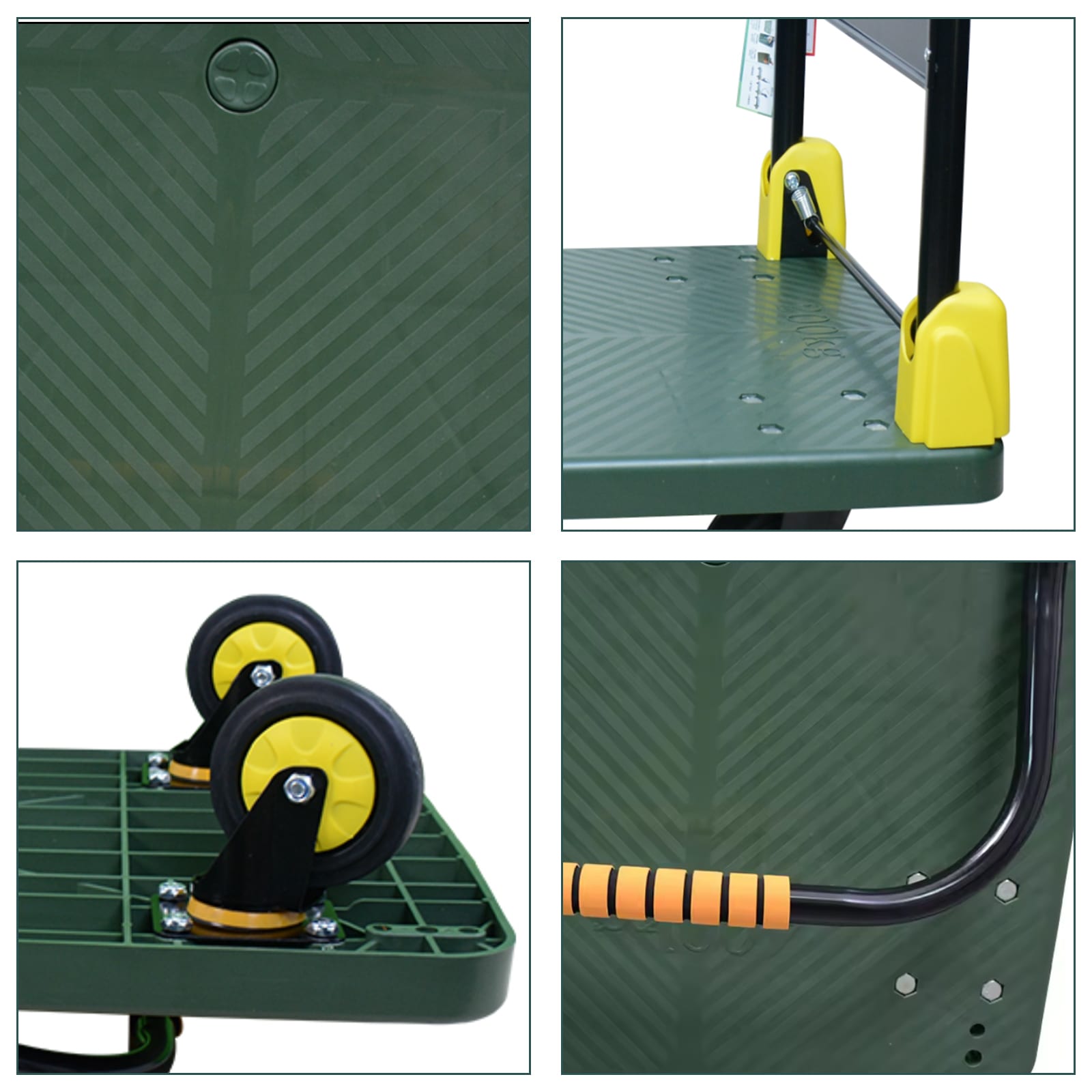 Carretilla de mano plegable de acero verde con capacidad de 440 lb y 4 ruedas Siavonce ZX-34106233