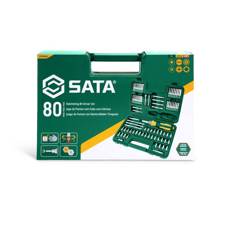 Juego de destornillador de puntas con trinquete de 1/4 de pulgada (80 piezas) - ST09326SJ