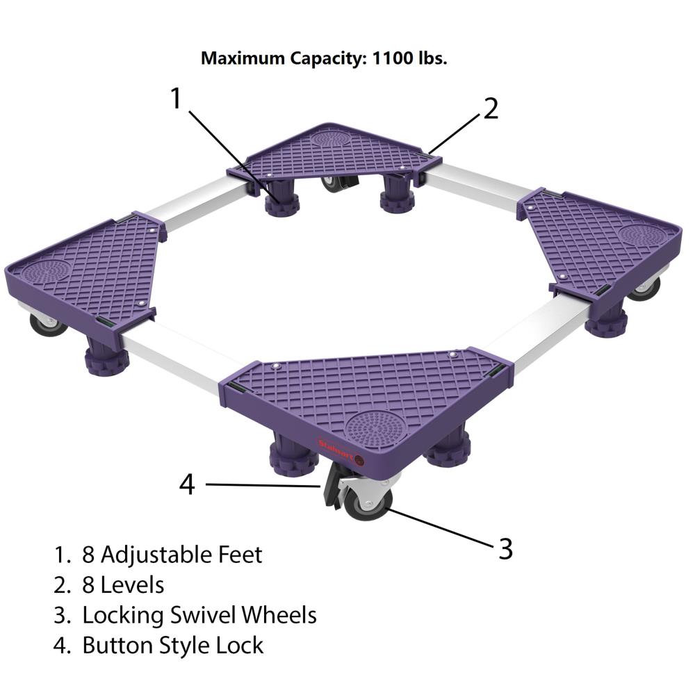 Fleming Supply Carretilla para muebles de acero morada de 1100 libras de capacidad con 8 ruedas 425333XZB