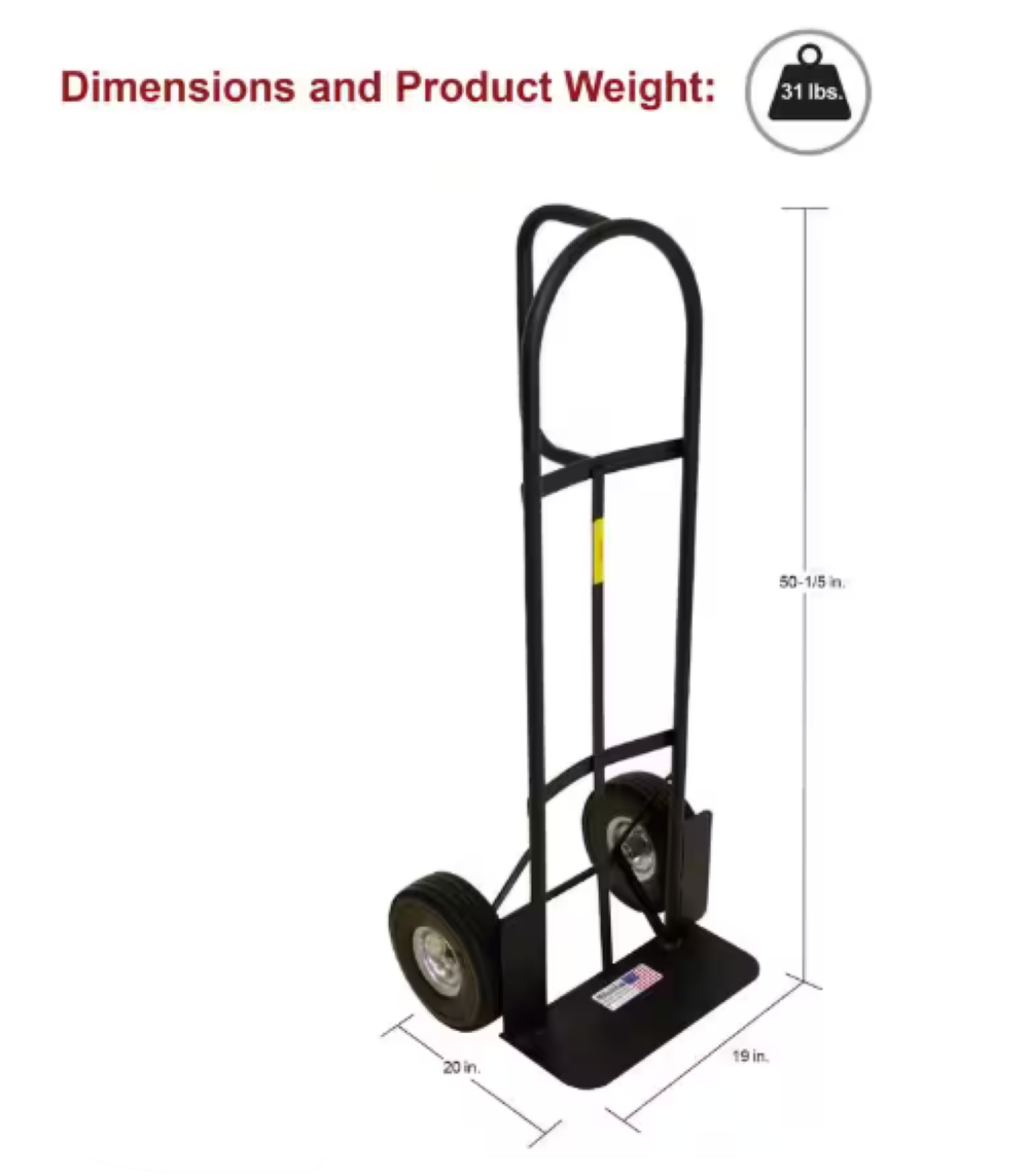 Carretilla de mano estándar de acero negro con capacidad de 800 lbs y 2 ruedas Milwaukee DC31029