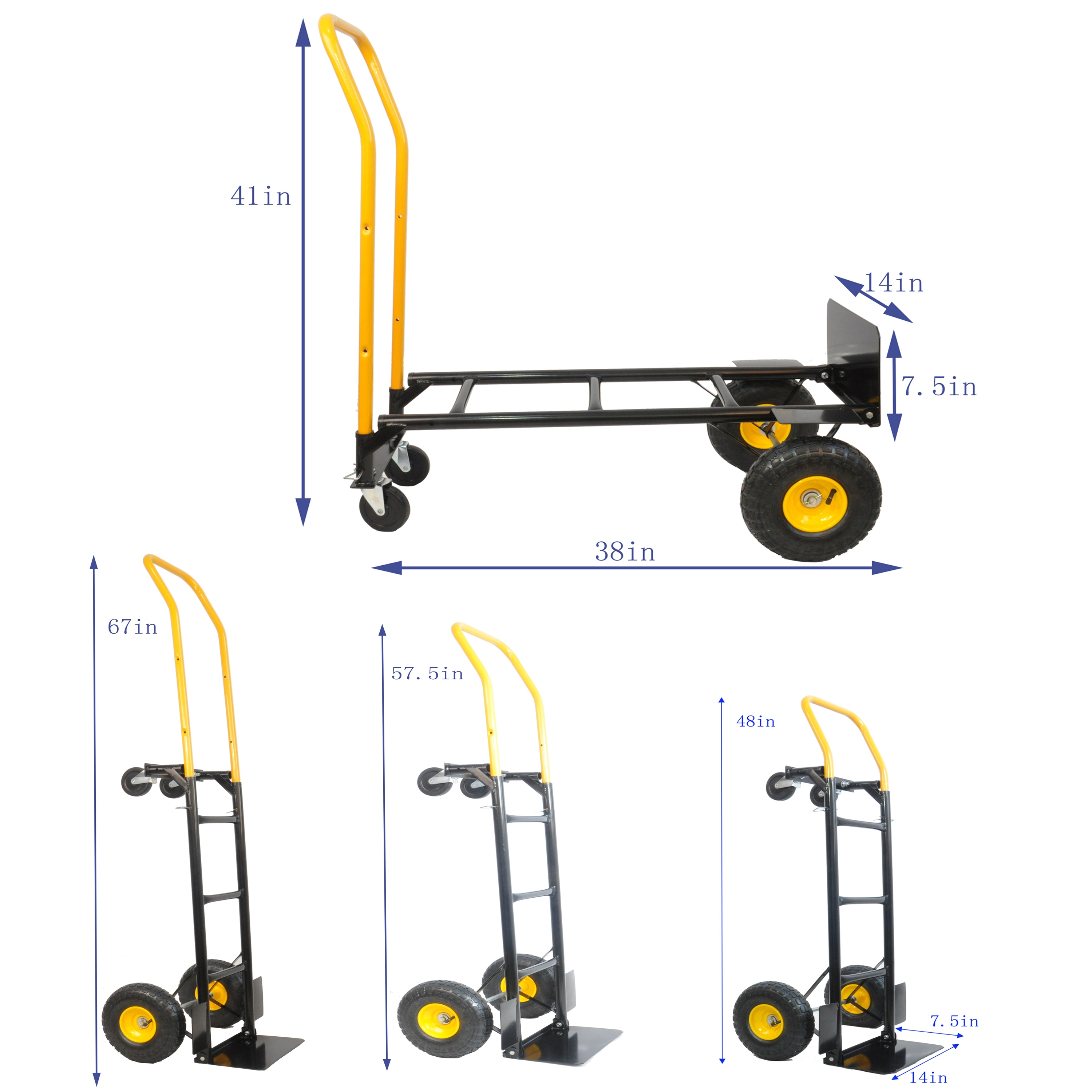Carretilla de mano de acero negro resistente Maocao Hoom con capacidad de 330 libras y 4 ruedas BH121743