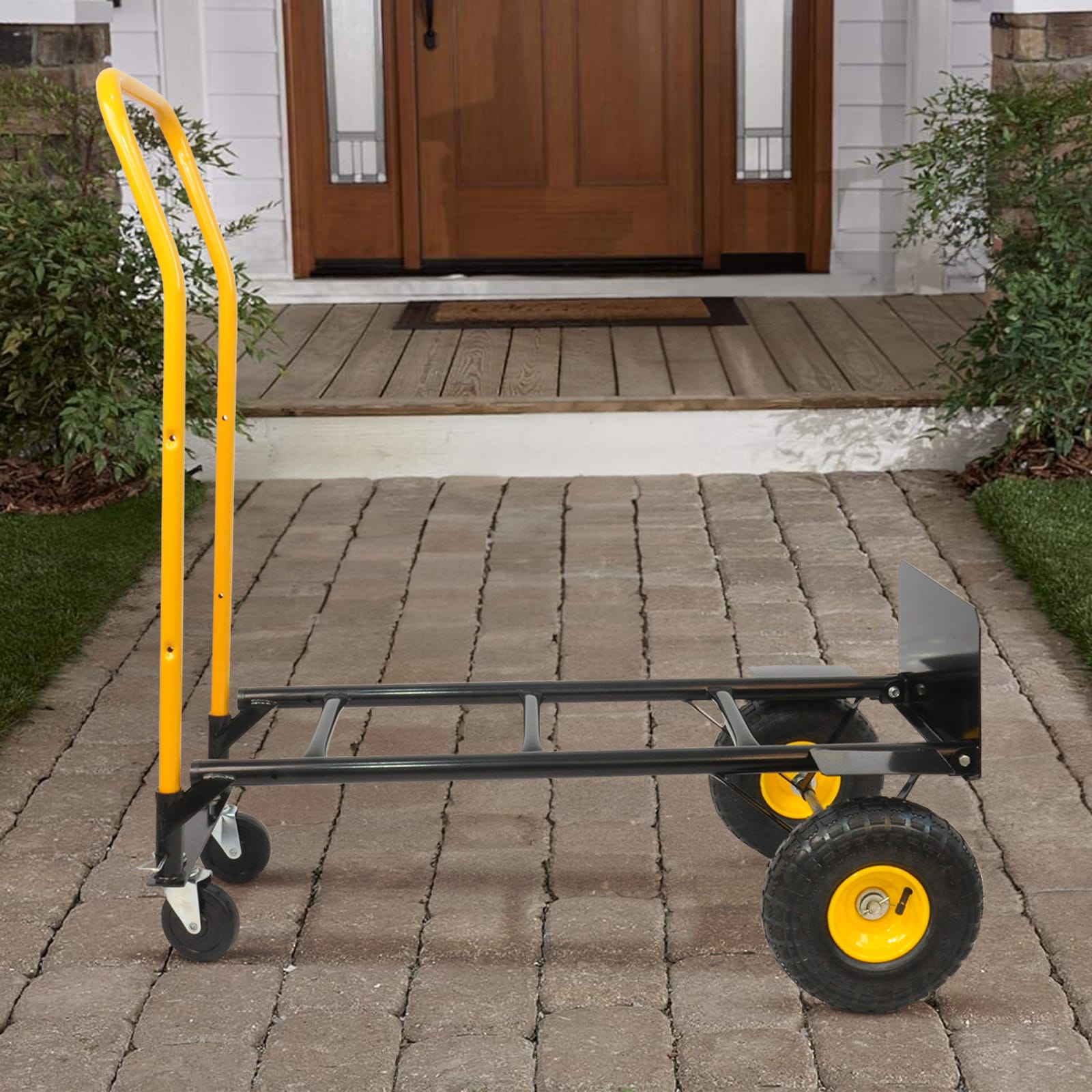 Carretilla de mano de acero negro resistente Maocao Hoom con capacidad de 330 libras y 4 ruedas BH121743