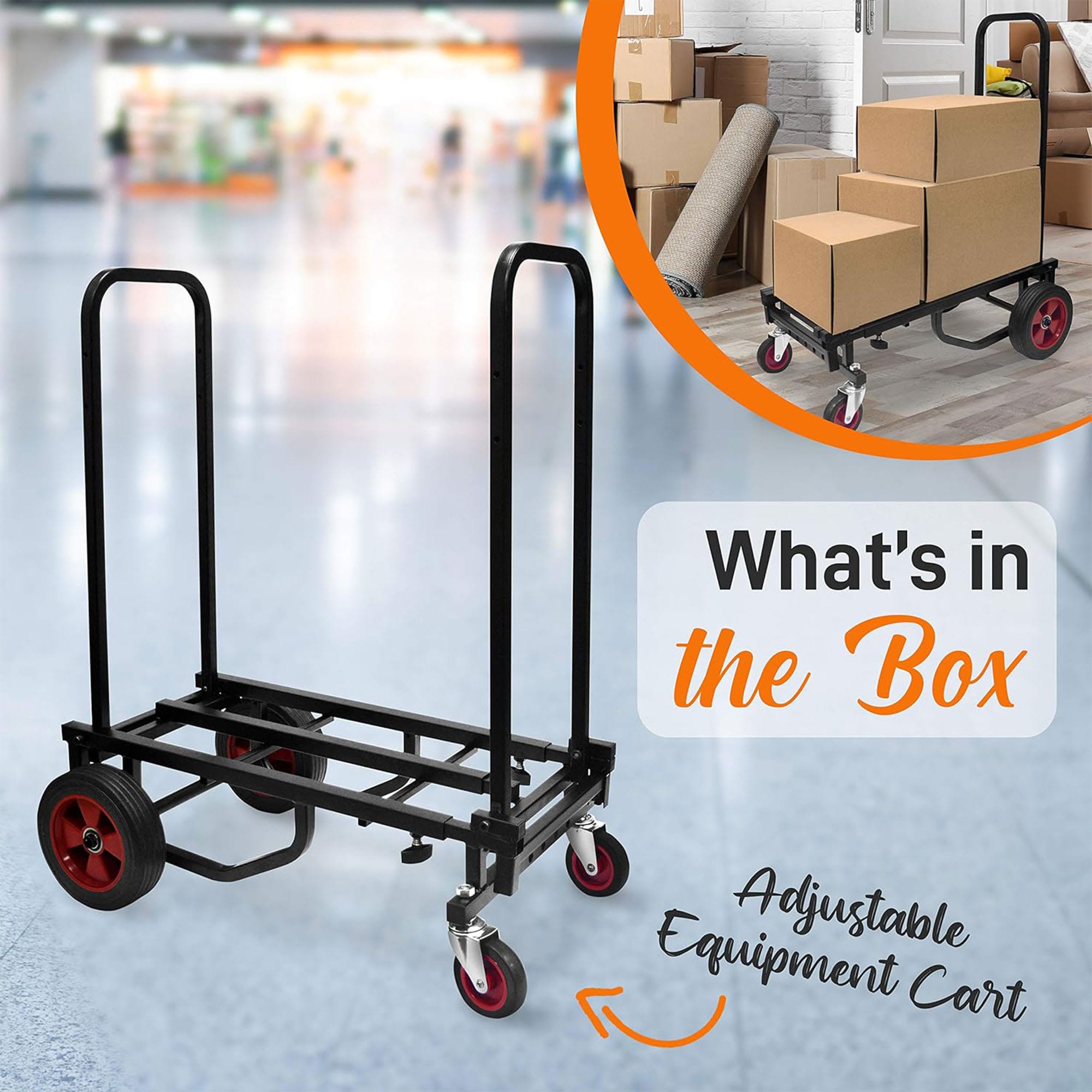 Carrito de mano multiusos plegable y ajustable Pyle Compact 8 en 1 para equipo profesional. Se extiende de 27.52 a 44.25 pulgadas. Negro 333442.