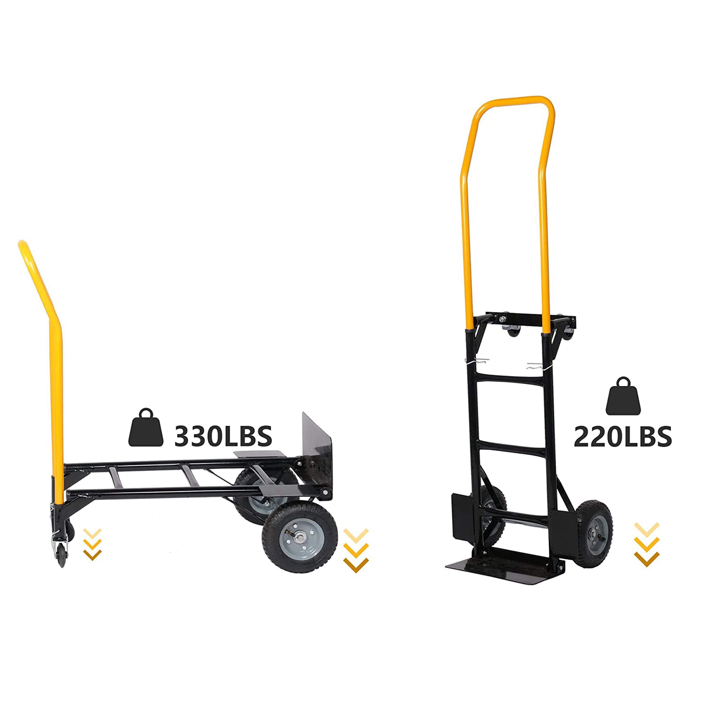 Carretilla de mano resistente de acero negro con capacidad de 330 libras y 4 ruedas Maocao Hoom BH-DJ-58805