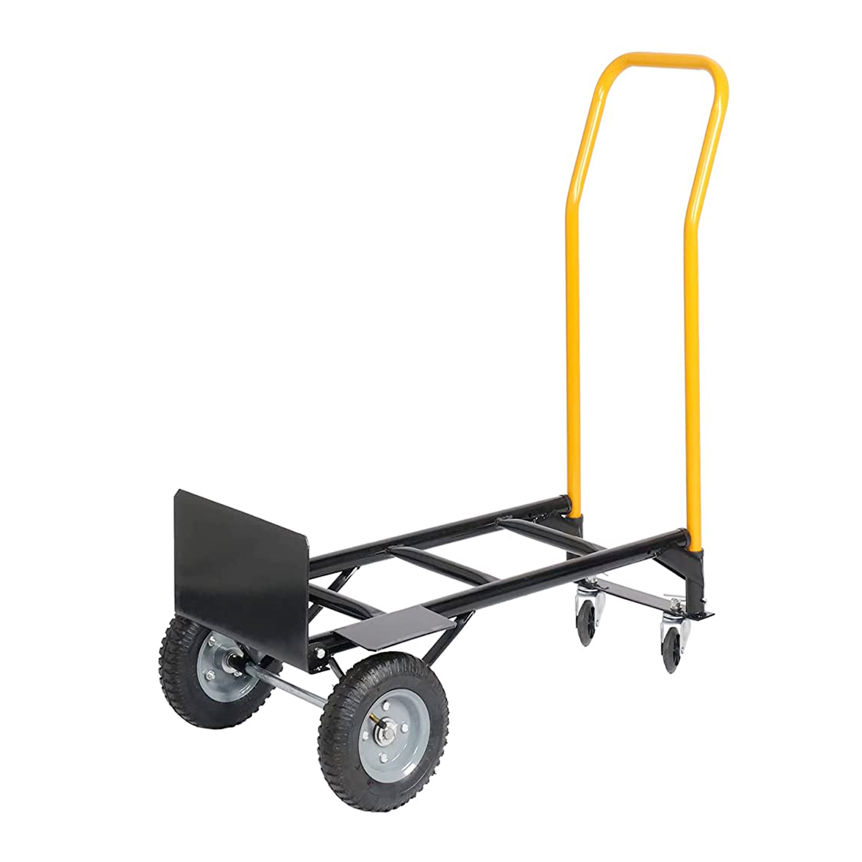 Carretilla de mano resistente de acero negro con capacidad de 330 libras y 4 ruedas Maocao Hoom BH-DJ-58805
