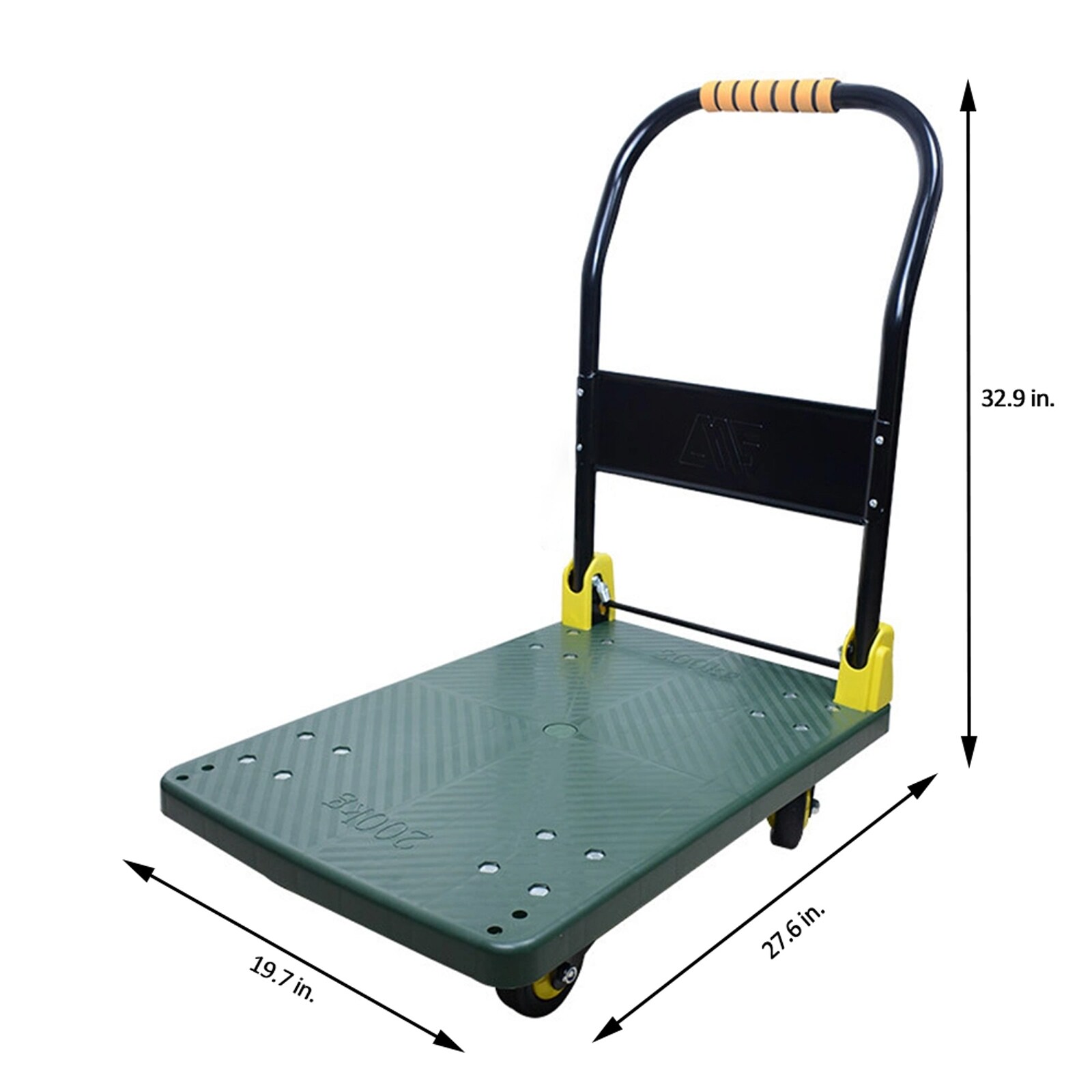 Carretilla de plataforma de acero verde de servicio pesado con capacidad de 440 lb y 4 ruedas Siavonce ZX-31493