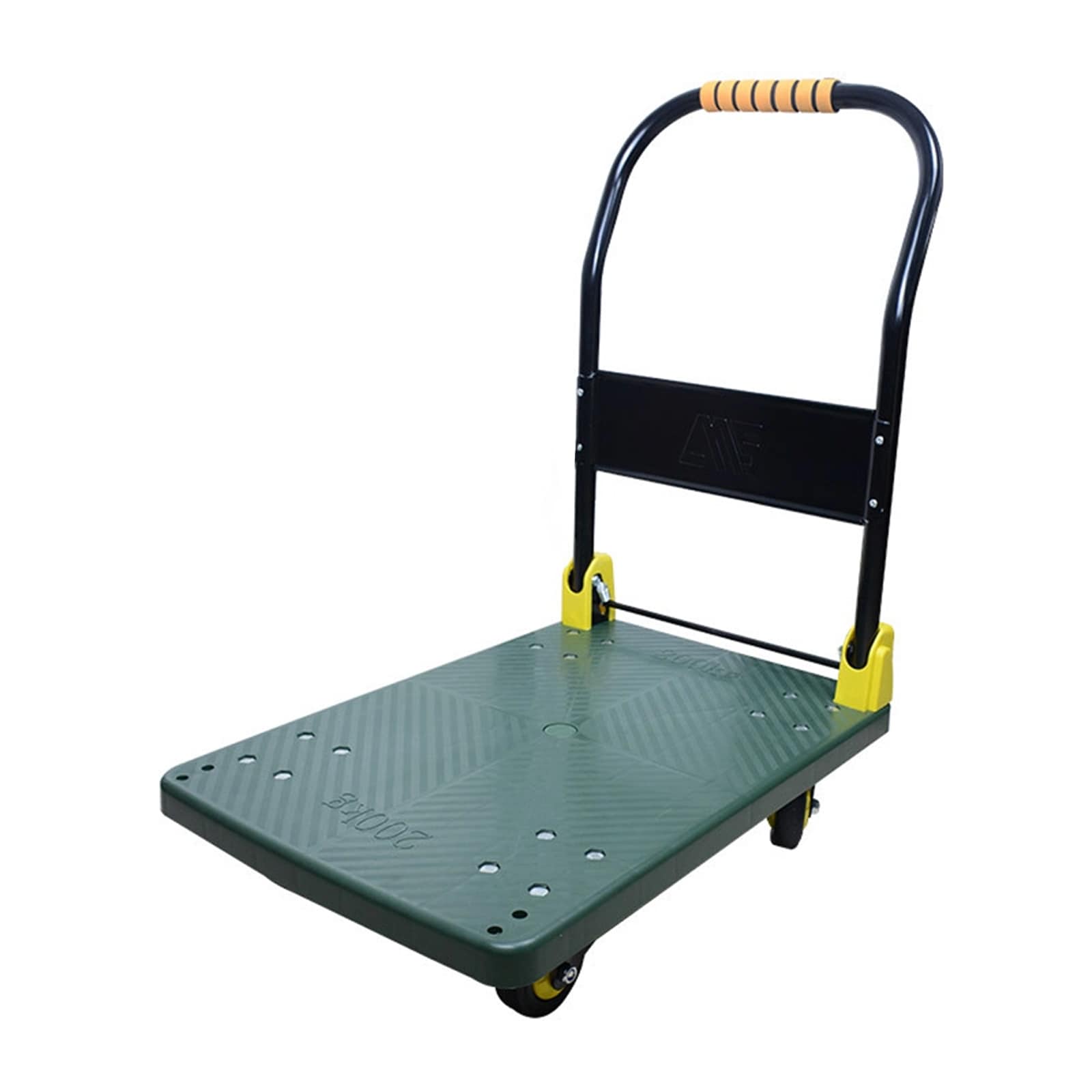 Carretilla de plataforma de acero verde de servicio pesado con capacidad de 440 lb y 4 ruedas Siavonce ZX-31493