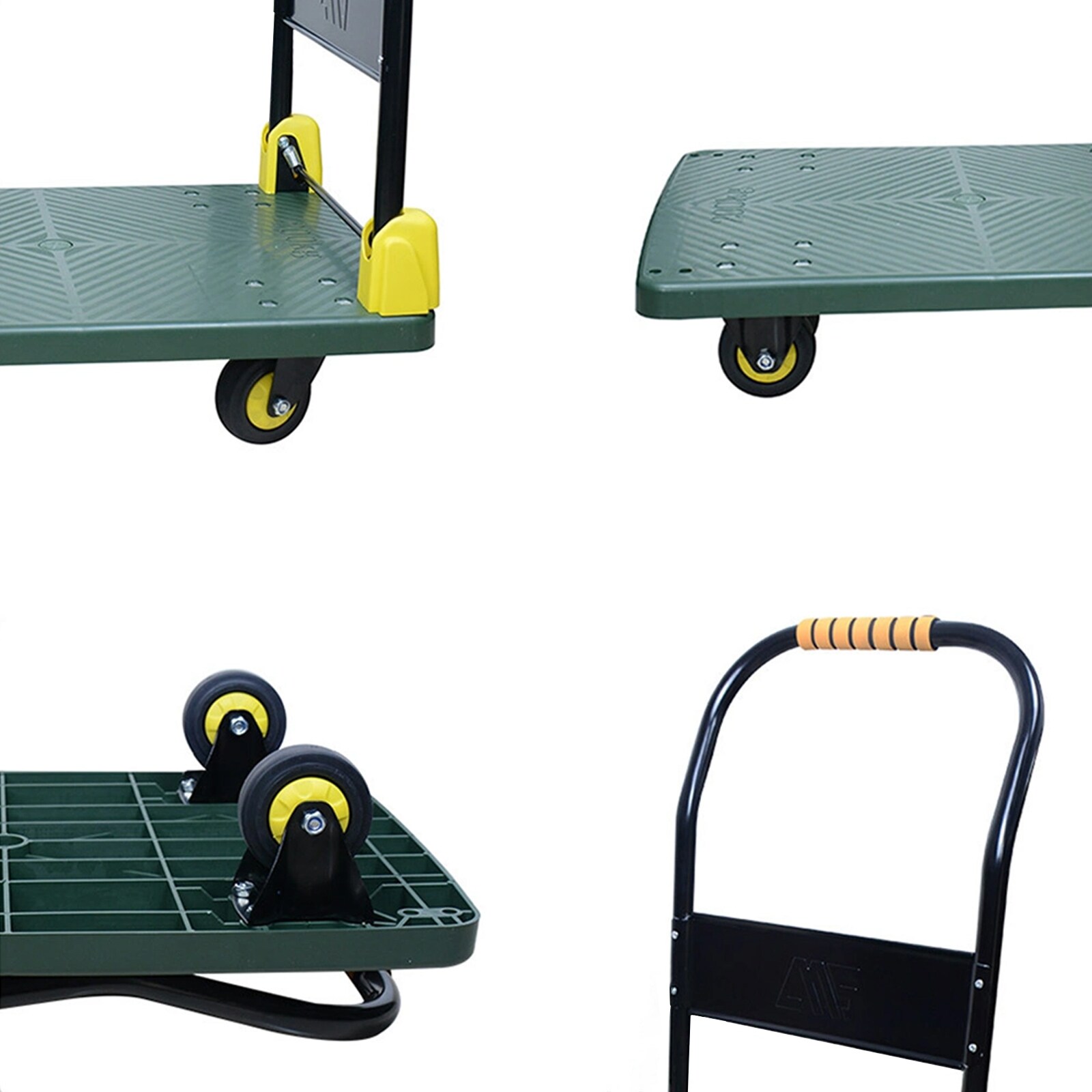 Carretilla de plataforma de acero verde de servicio pesado con capacidad de 440 lb y 4 ruedas Siavonce ZX-31493