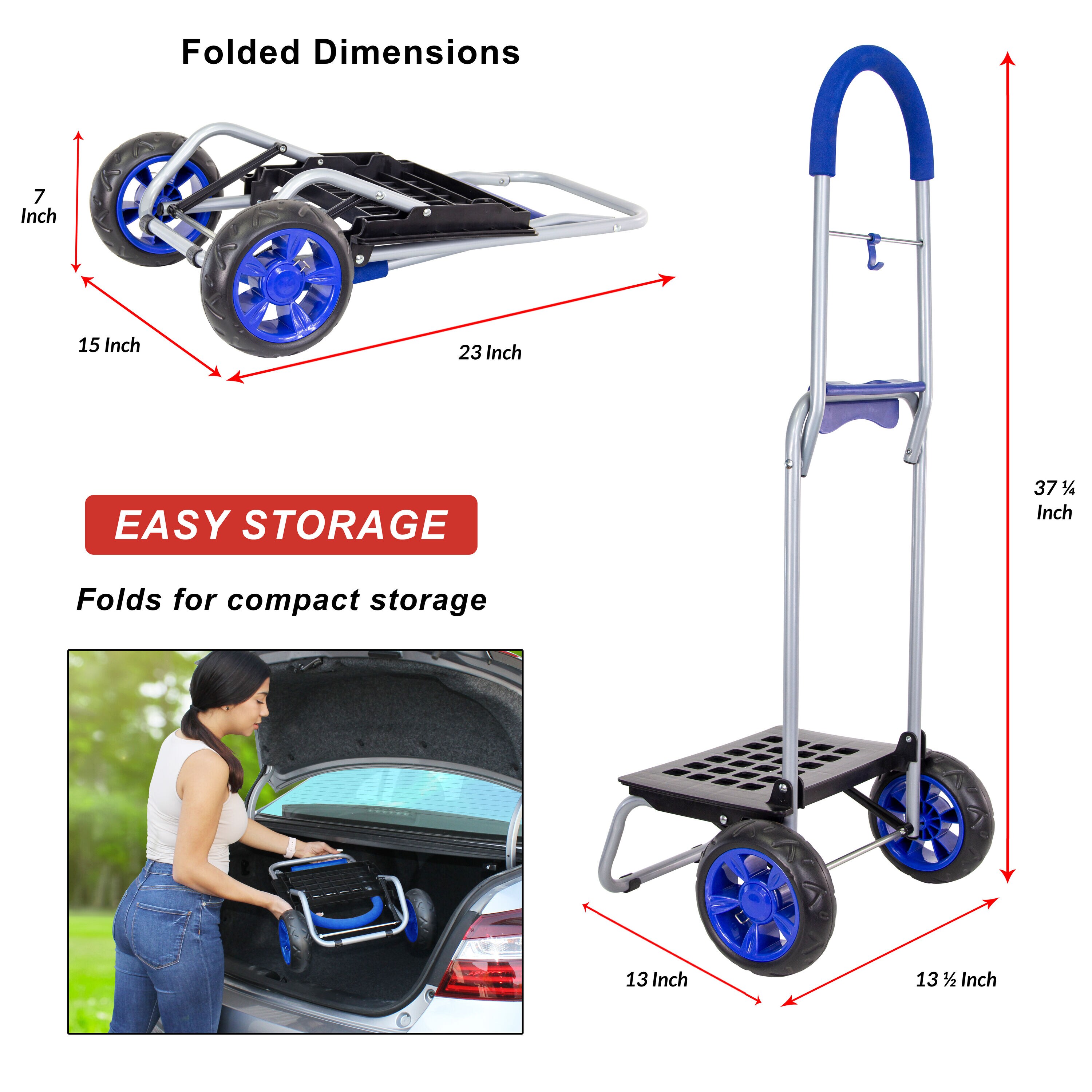 Carretilla 2 ruedas de acero azul con capacidad de 150 libras de dbest products 01-531MB