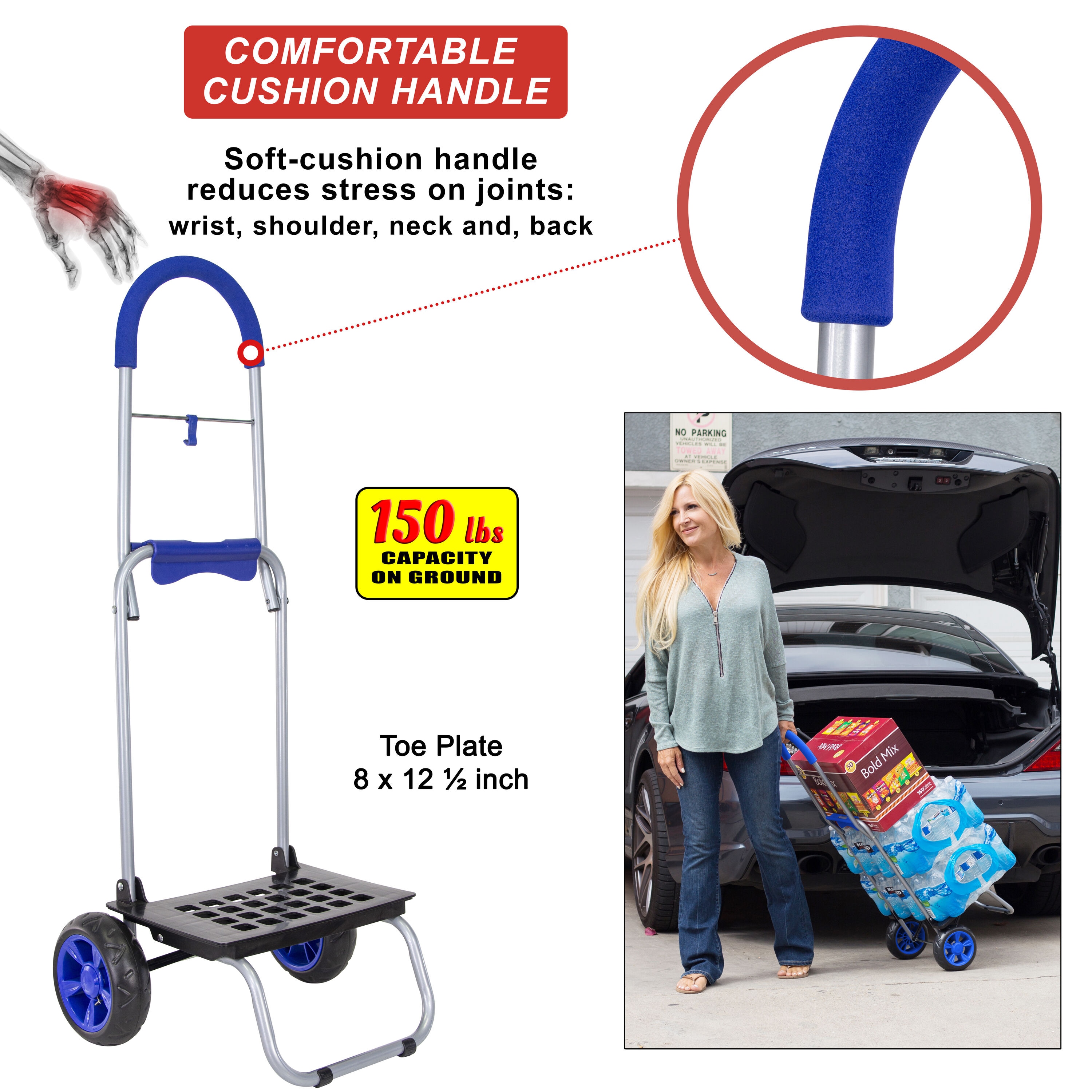 Carretilla 2 ruedas de acero azul con capacidad de 150 libras de dbest products 01-531MB