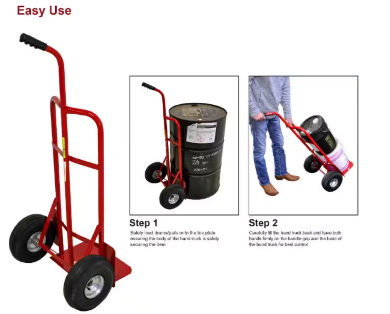 Carretilla de mano de alta resistencia de acero rojo de capacidad de 800 lbs de Milwaukee con 2 ruedas