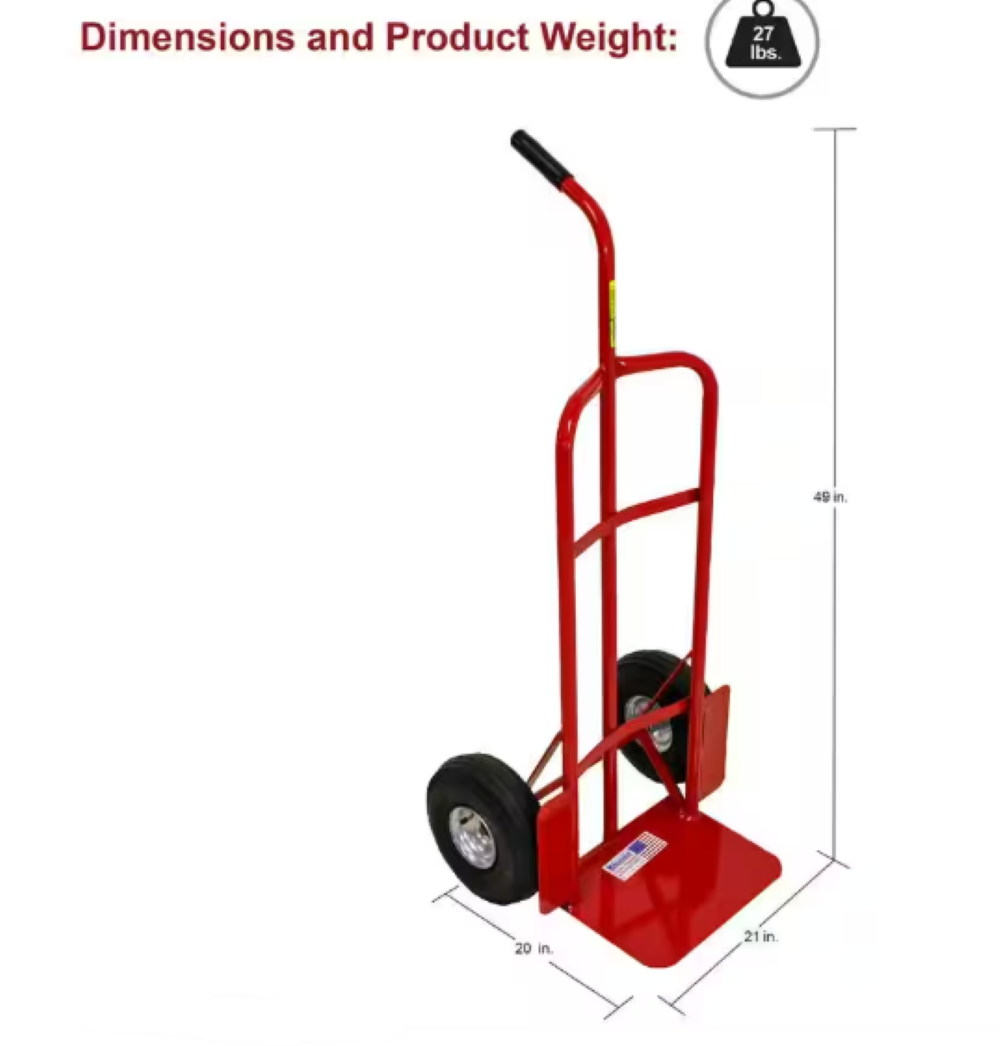 Carretilla de mano de alta resistencia de acero rojo de capacidad de 800 lbs de Milwaukee con 2 ruedas
