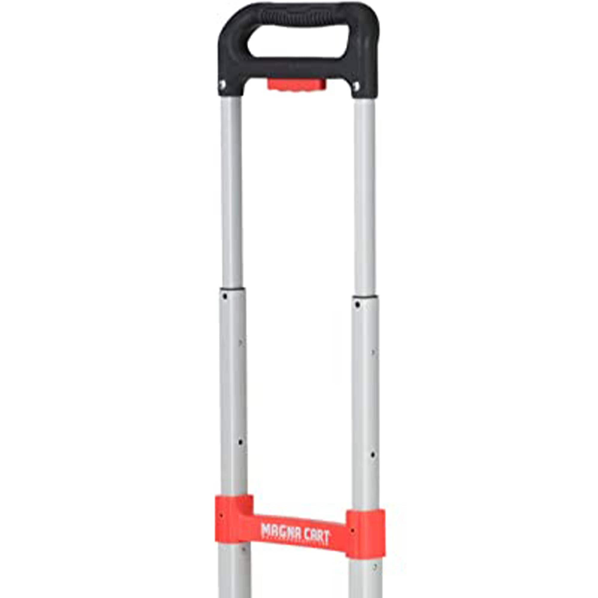 Carretilla de mano plegable de aluminio MAGNA CART Slim con capacidad de 150 libras, mango ergonómico extensible y ruedas retráctiles de goma negra/roja 318230