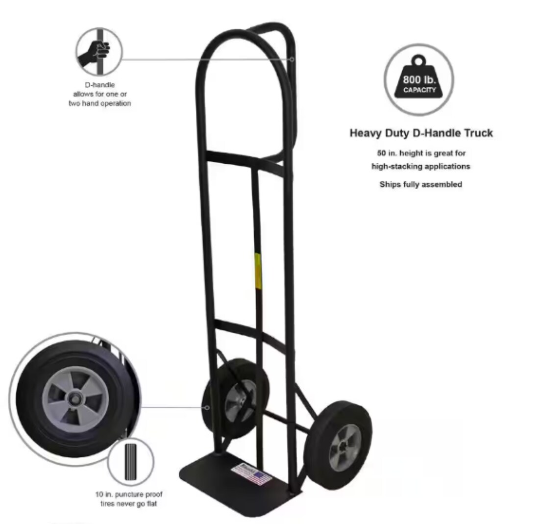 Carretilla de mano estándar de acero negro de 2 ruedas Milwaukee con capacidad de 800 libras DC37019