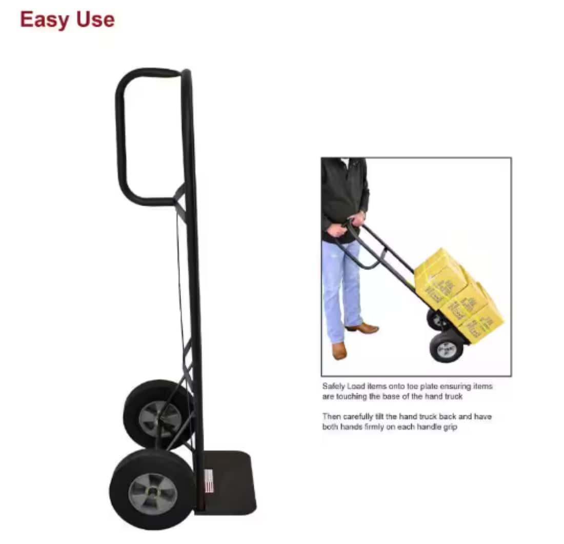 Carretilla de mano estándar de acero negro de 2 ruedas Milwaukee con capacidad de 800 libras DC37019