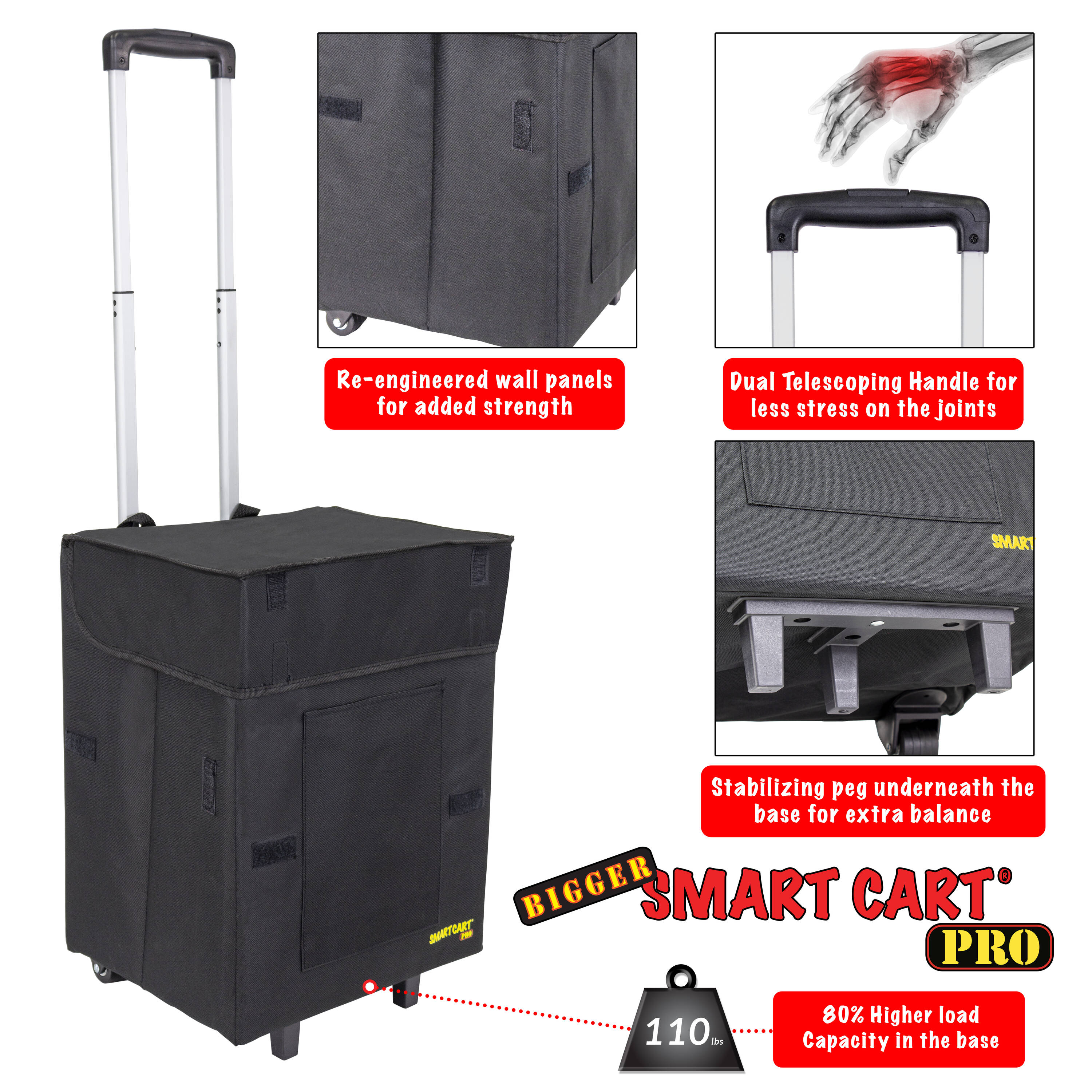 Carretilla de aluminio negra de 2 ruedas con capacidad de 110 libras de dbest products 01-854MB