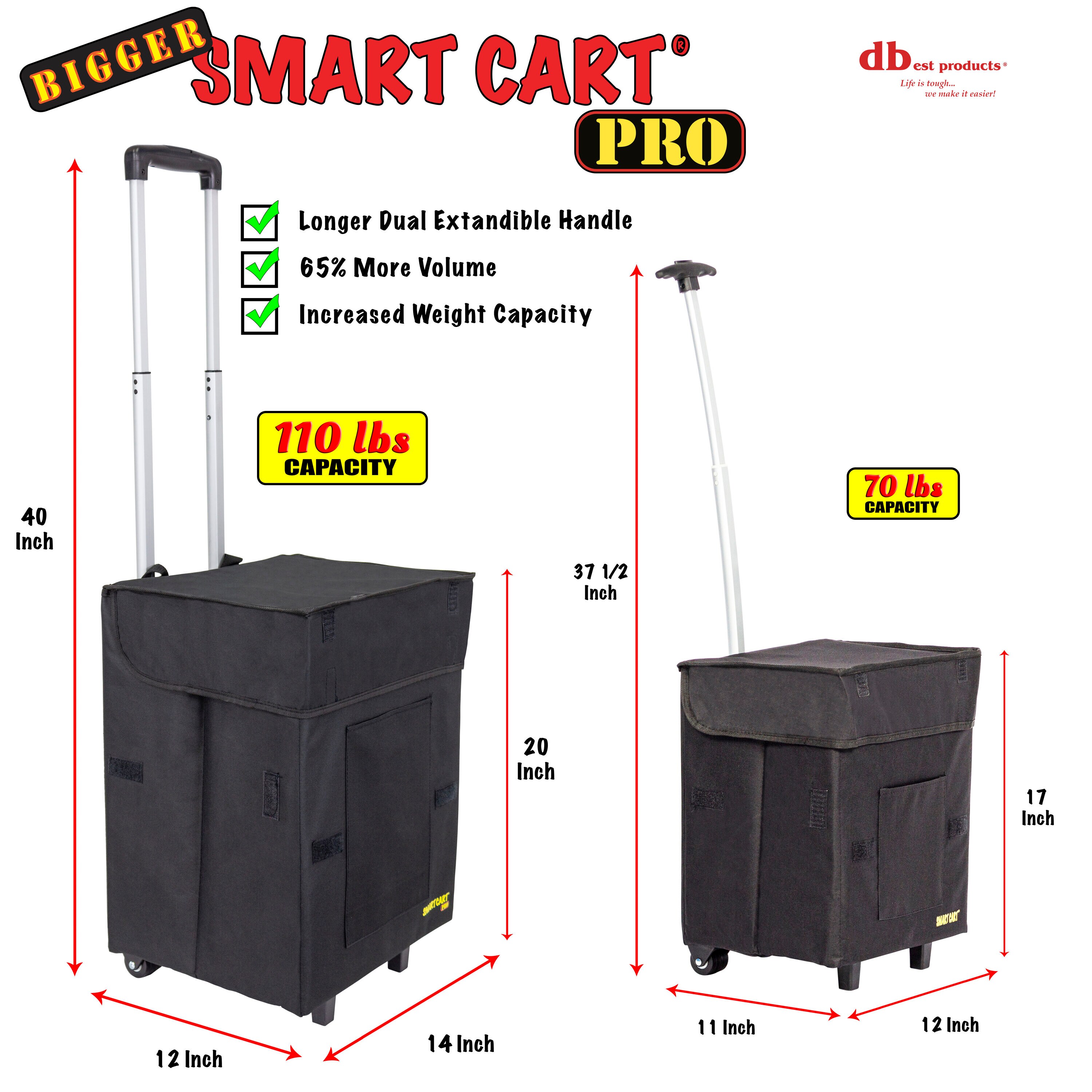 Carretilla de aluminio negra de 2 ruedas con capacidad de 110 libras de dbest products 01-854MB
