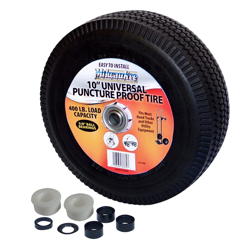 Rueda de repuesto para carretilla de mano de goma negra con capacidad de 400 lb de Milwaukee DC3337