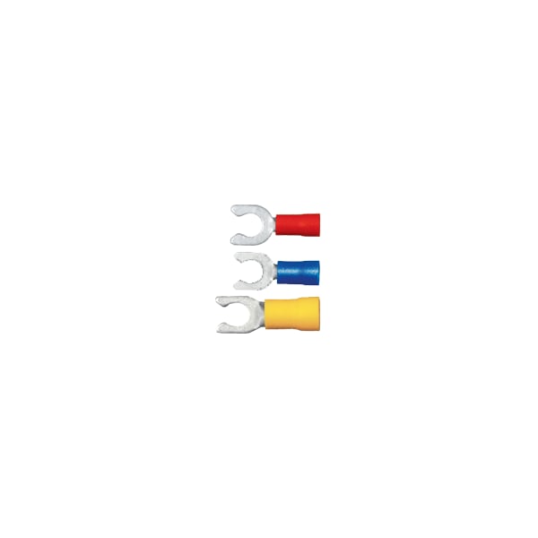 Terminal de espátula bloqueable de PVC de 16-14 AWG para perno #8 PK100, Material de conexión: Cobre estañado - 160231-100