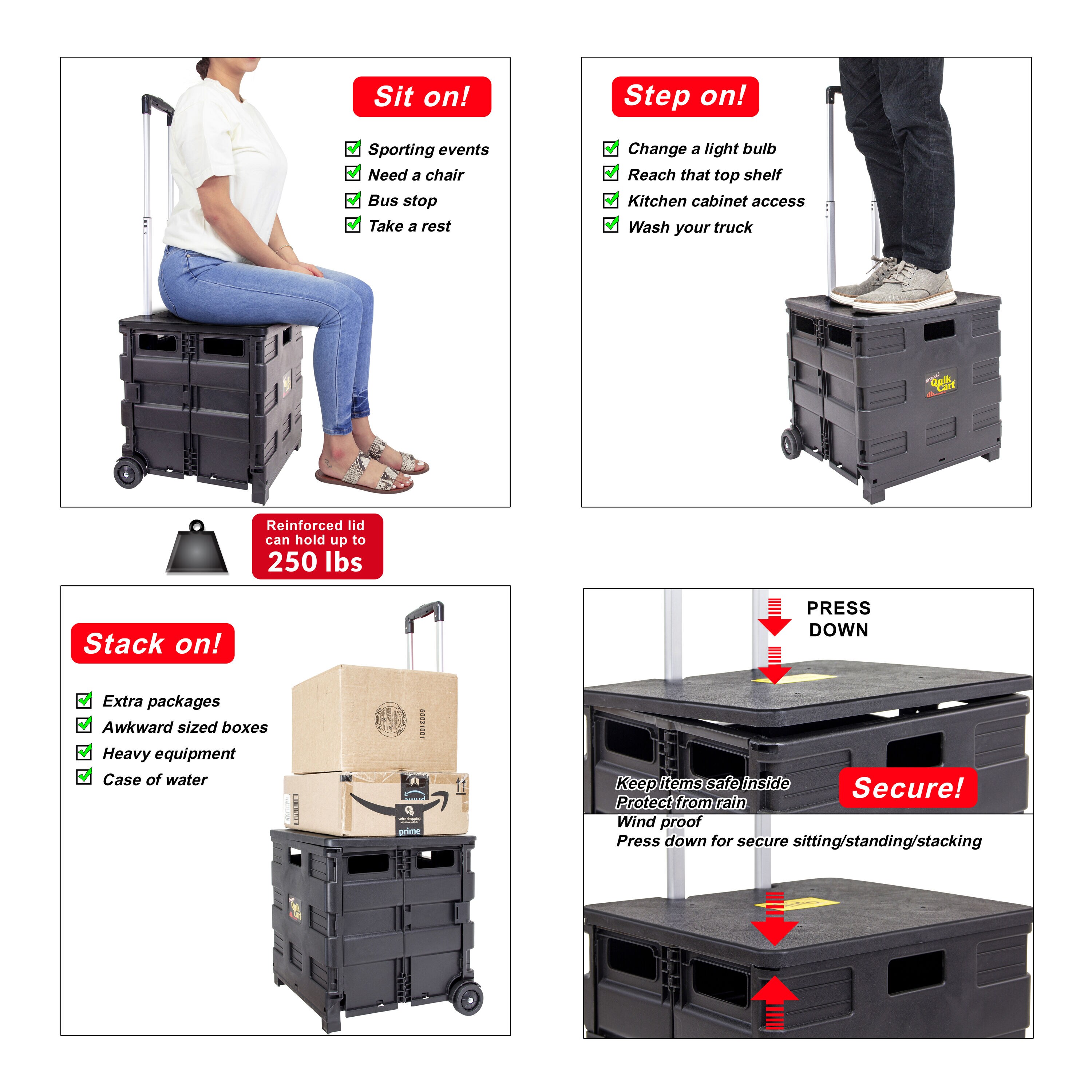Dolly de Polipropileno Negro de 2 Ruedas con Capacidad de 80 lbs. dbest products 01-680MB