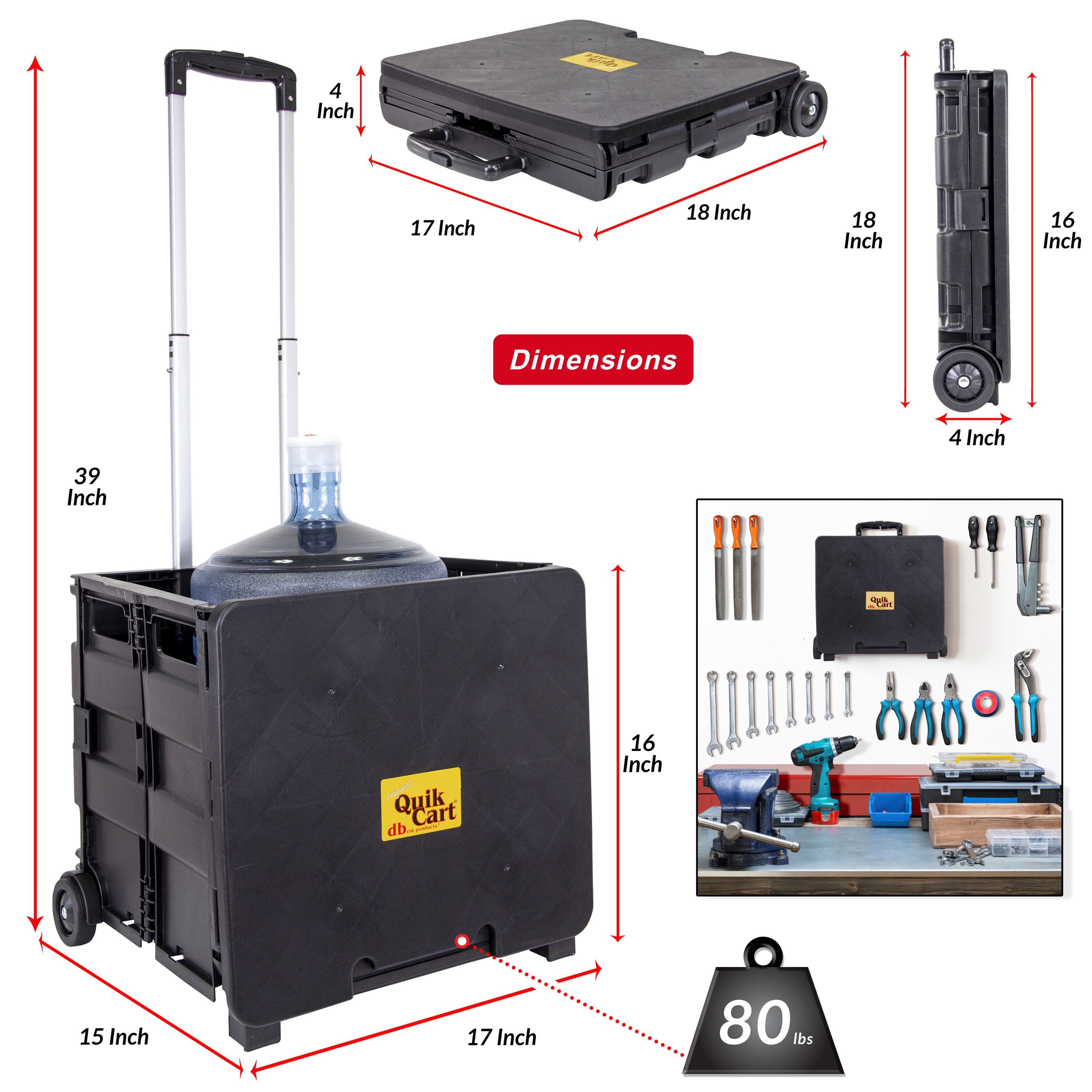 Dolly de Polipropileno Negro de 2 Ruedas con Capacidad de 80 lbs. dbest products 01-680MB