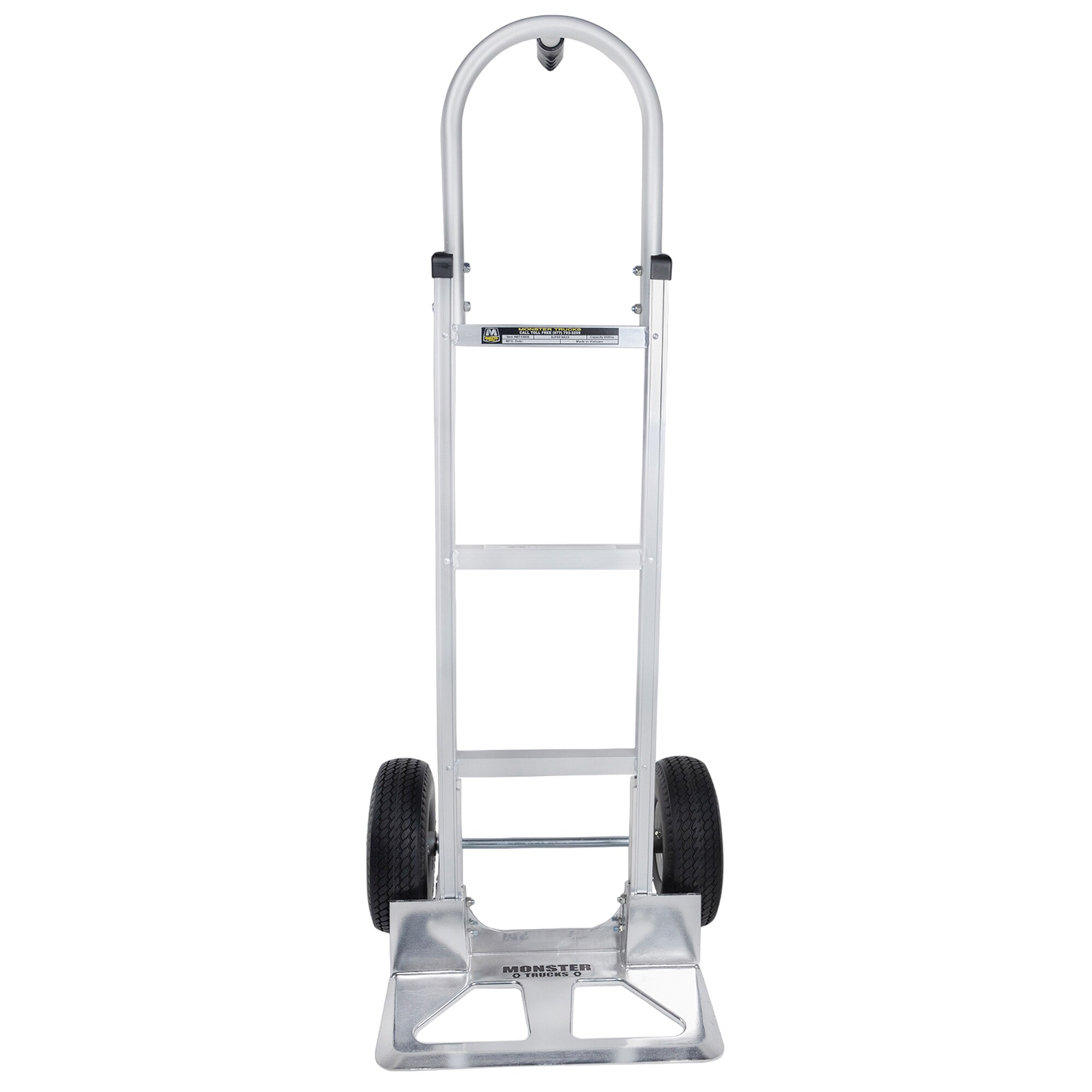 Carretilla de mano resistente de aluminio plateado de dos ruedas con capacidad de 660 libras Monster Trucks MT10008