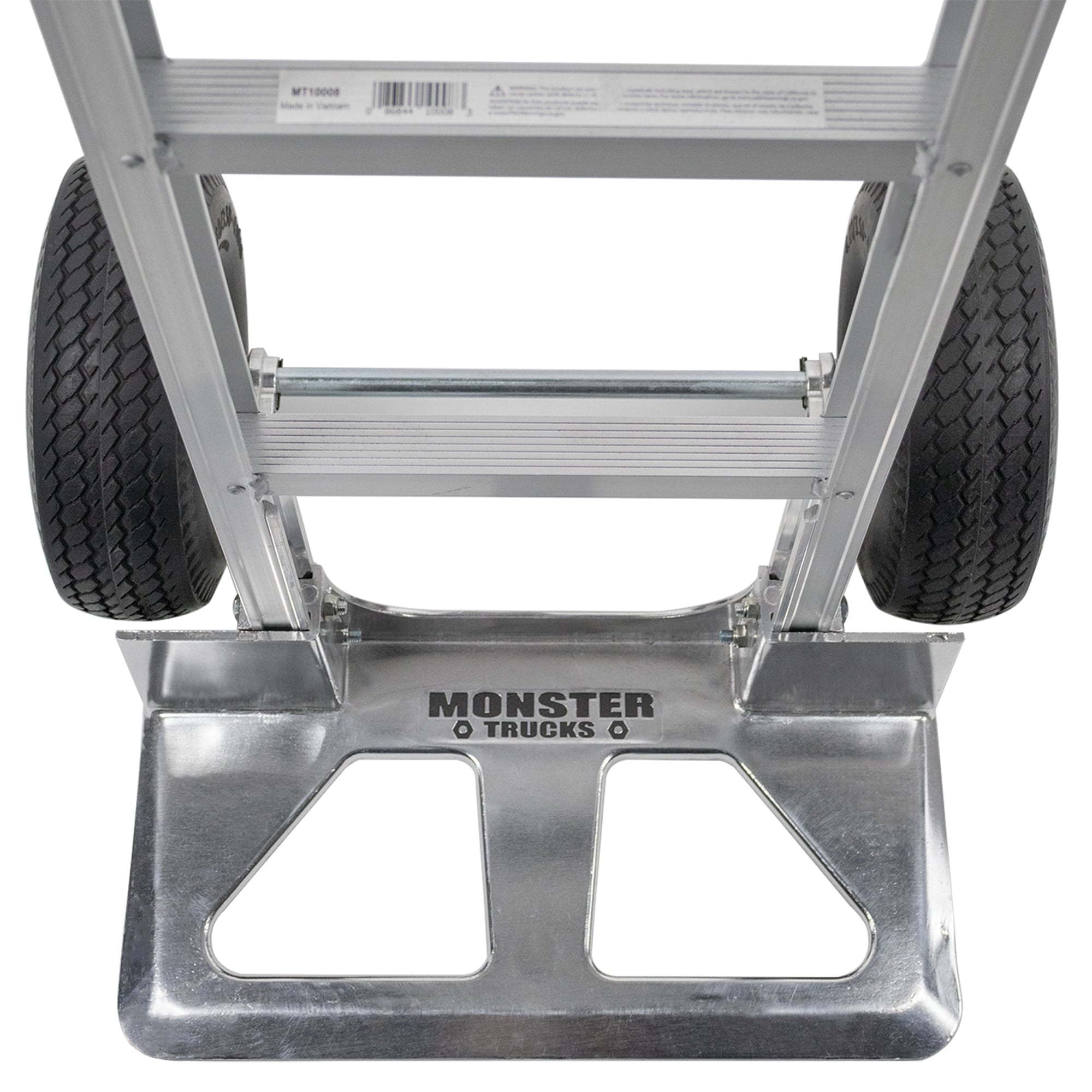 Carretilla de mano resistente de aluminio plateado de dos ruedas con capacidad de 660 libras Monster Trucks MT10008