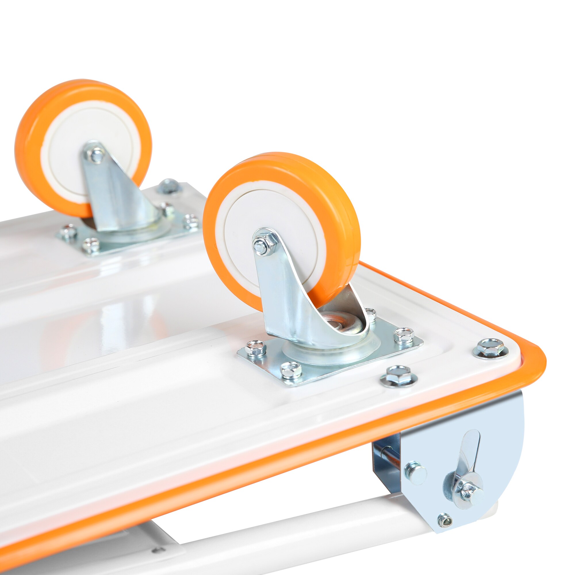 Carretilla de plataforma de deber estándar de acero con capacidad de 330 lbs y 4 ruedas color naranja Kahomvis YS-QPW1-276.