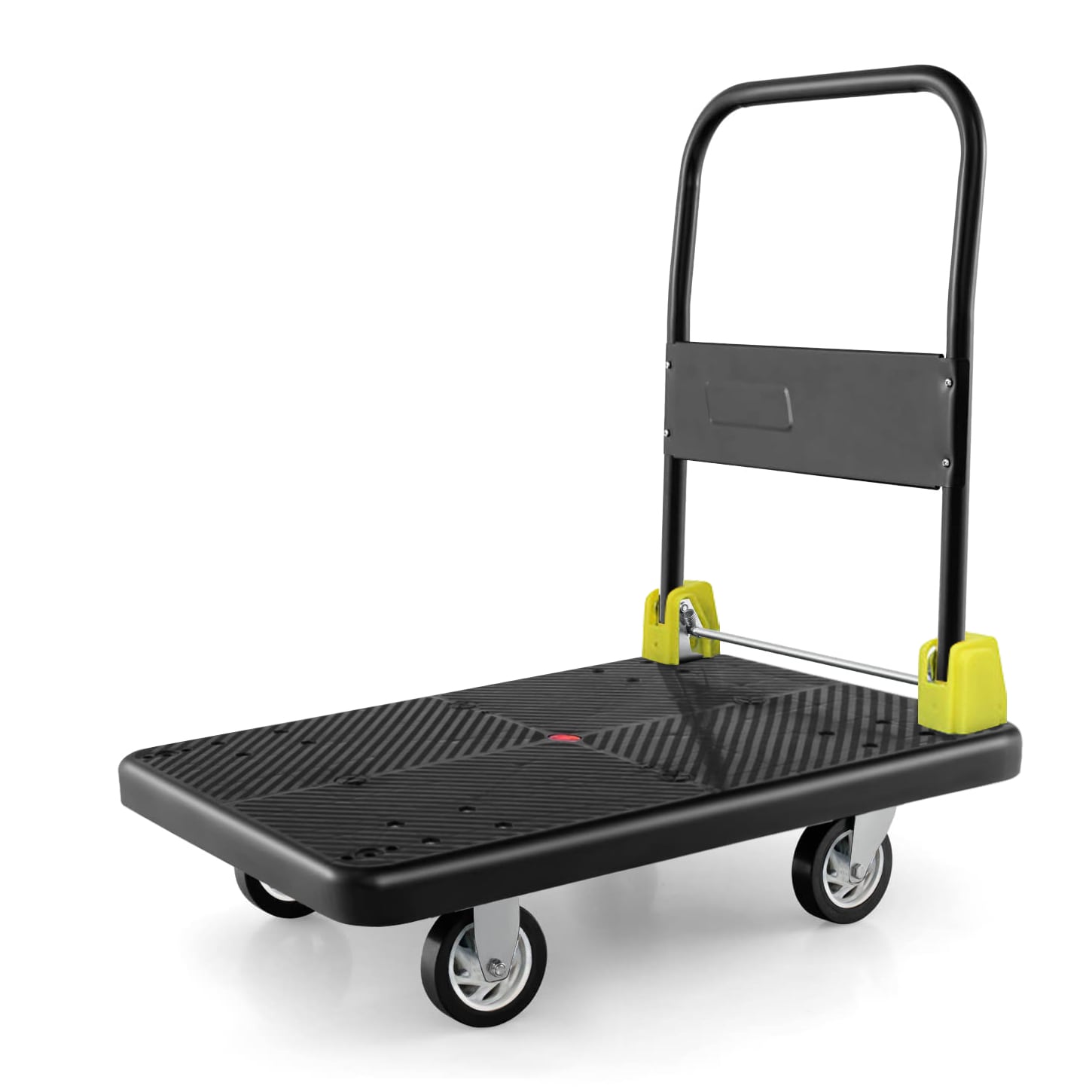 Carro de plataforma de servicio pesado de acero negro con capacidad de 400 libras y 4 ruedas Kahomvis COS-QPW1-271