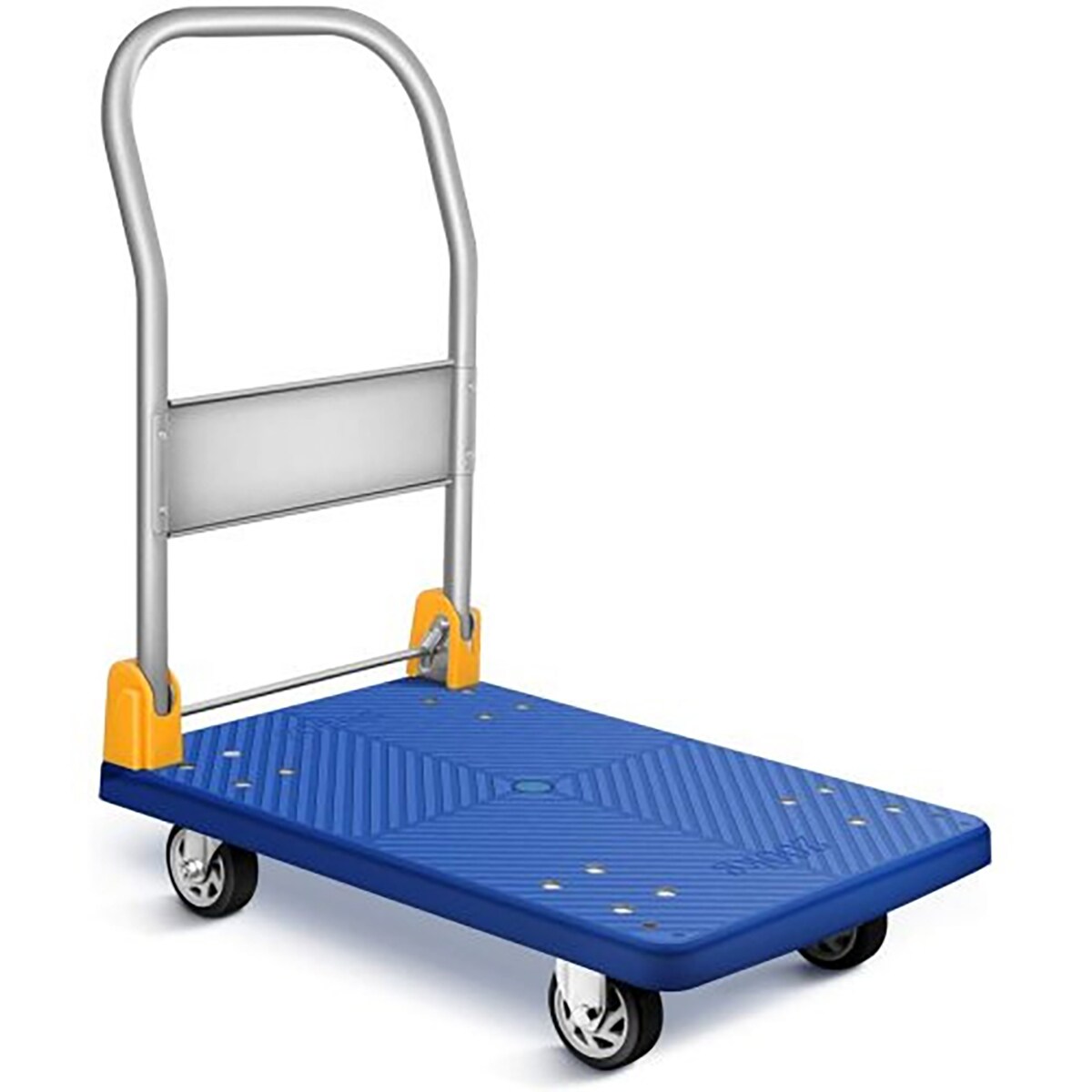 Carretilla de mano plegable de acero azul Kahomvis con capacidad de 440 libras y 4 ruedas DHS-QPW1-7864