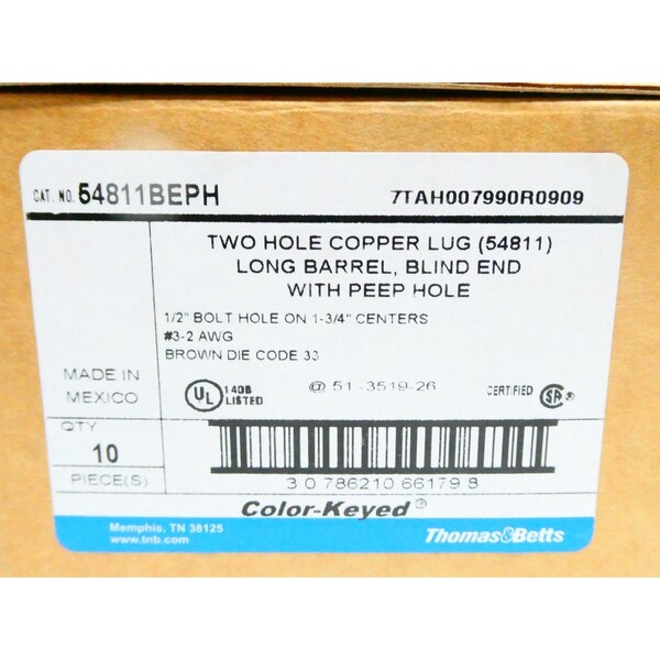 Kit de empalme de cable con 10 terminales de compresión de 2 orificios y tubos termorretráctiles, paquete de 10 - 54811BEPH