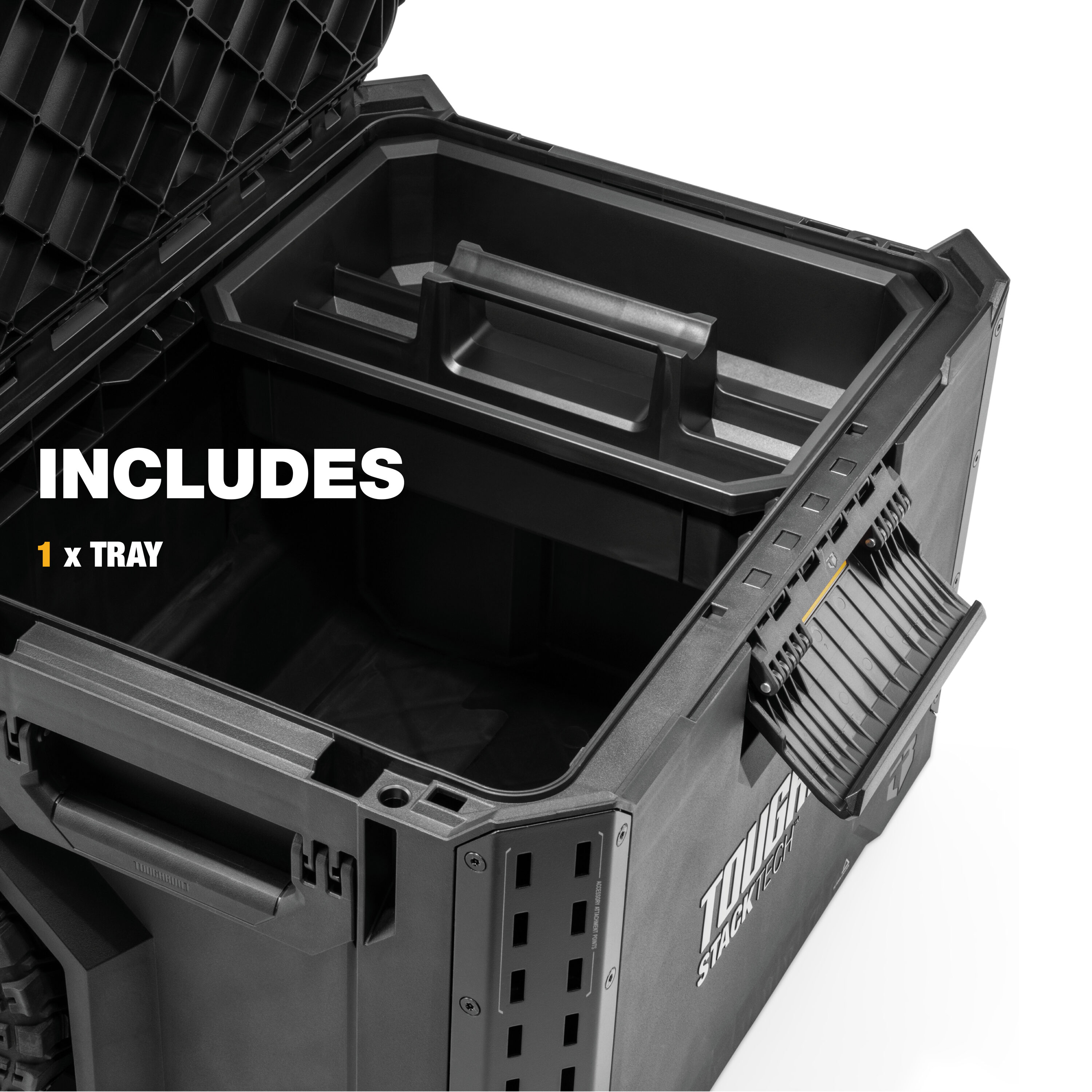 Caja de herramientas rodante de plástico/metal TOUGHBUILT STACKTECH 22.3 pulgadas de ancho x 26 pulgadas de alto x 19.7 pulgadas de profundidad TB-B1-B-70R