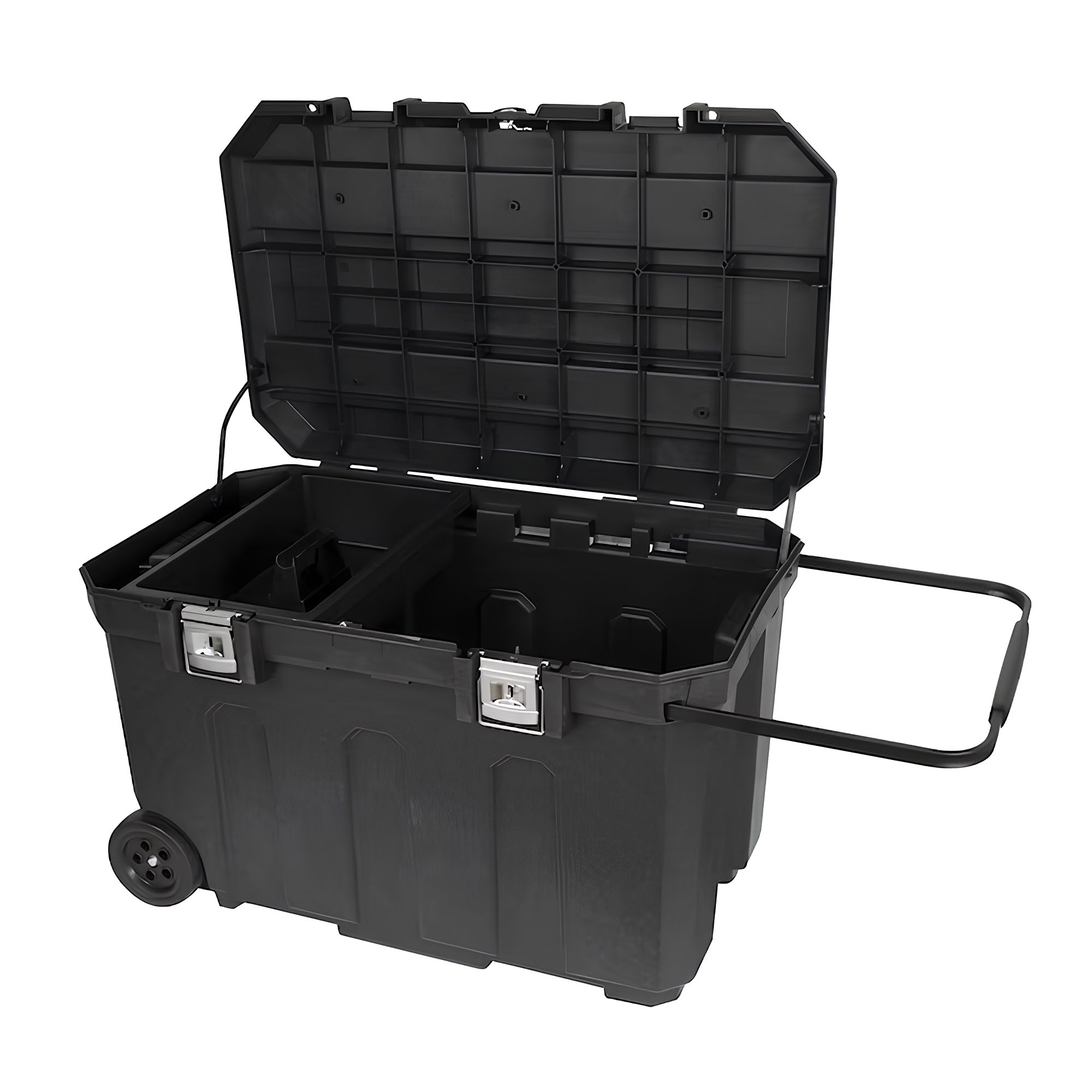 Caja de herramientas rodante de plástico negro CRAFTSMAN de 37 pulgadas de ancho x 23 pulgadas de alto x 23 pulgadas de profundidad CMST37025
