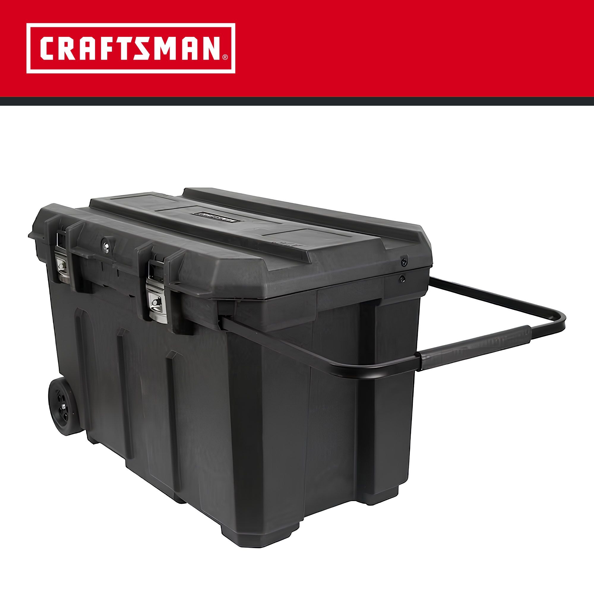 Caja de herramientas rodante de plástico negro CRAFTSMAN de 37 pulgadas de ancho x 23 pulgadas de alto x 23 pulgadas de profundidad CMST37025