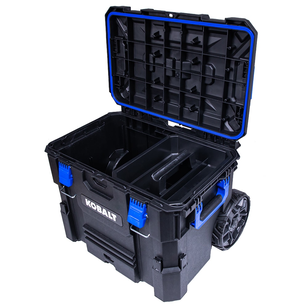 Caja de herramientas rodante de plástico negro Kobalt CASESTACK 21.5 pulg. An. x 26.7 pulg. Al. x 17.2 pulg. P KCS-RTBOX1-03