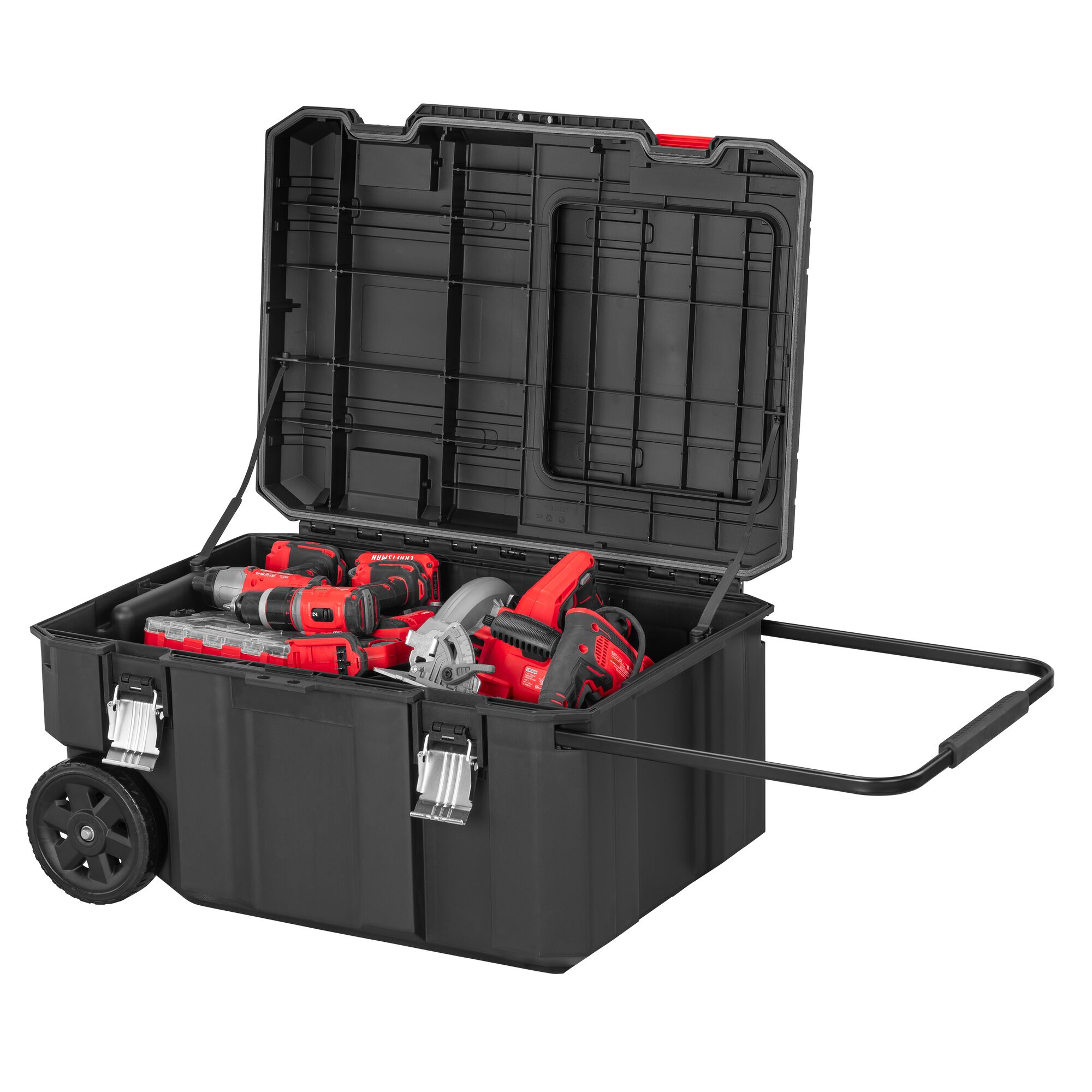Caja de herramientas rodante Craftsmán Versastack de polipropileno negro de 30.4 pulgadas de ancho x 15.4 pulgadas de alto x 22 pulgadas de profundidad CMST17870